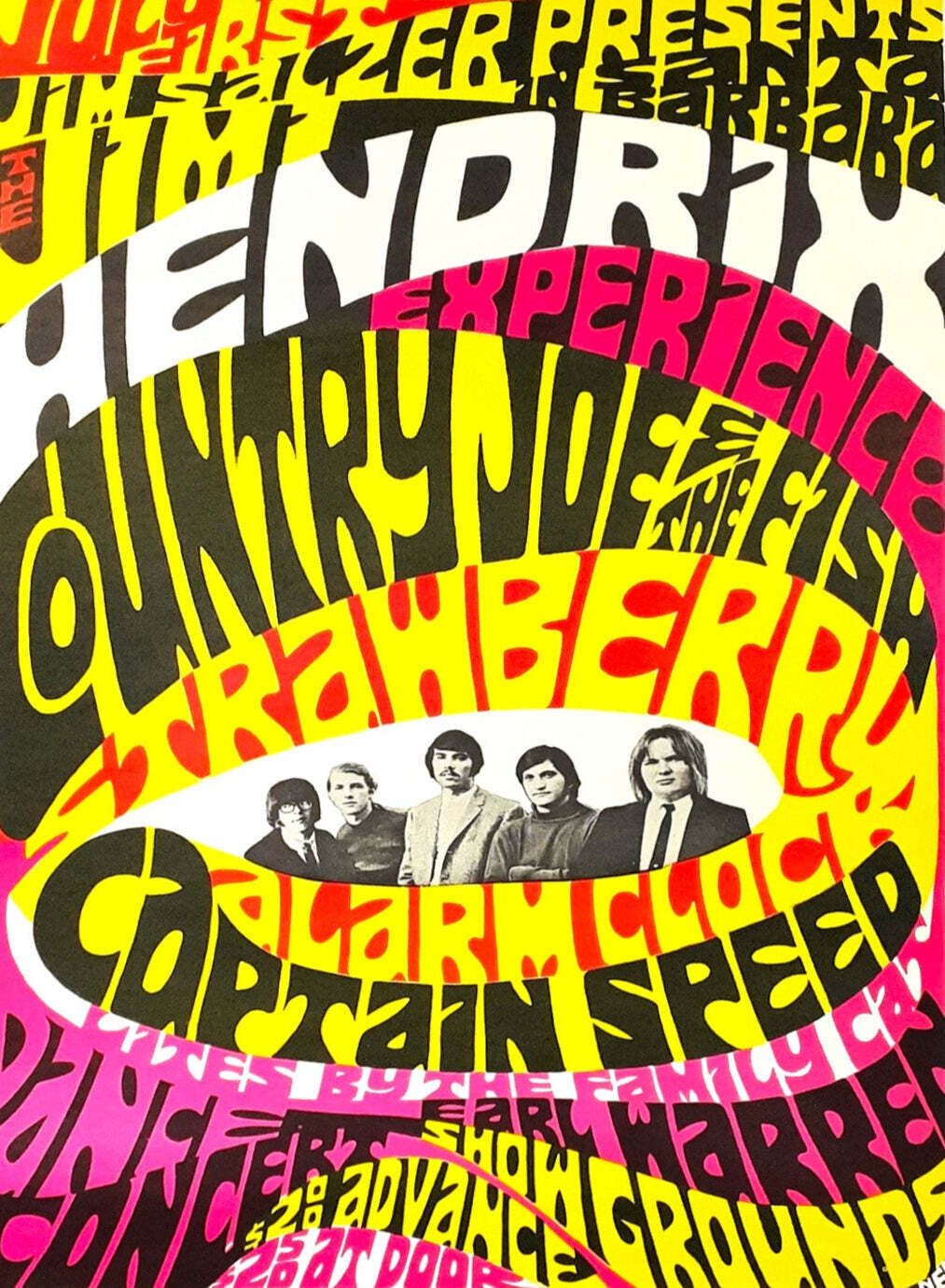 Jimi Hendrix Experience & Country Joe And The Fish   Santa Barbara Original Vintage Poster