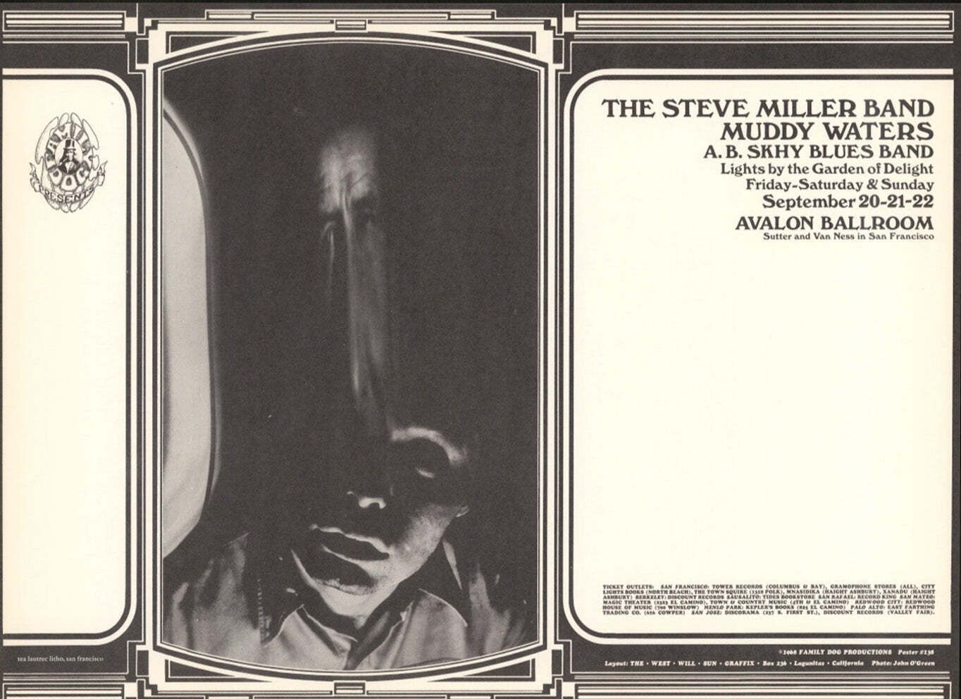 Steve Miller Band & Muddy Waters   Avalon Ballroom" Original Vintage Poster"