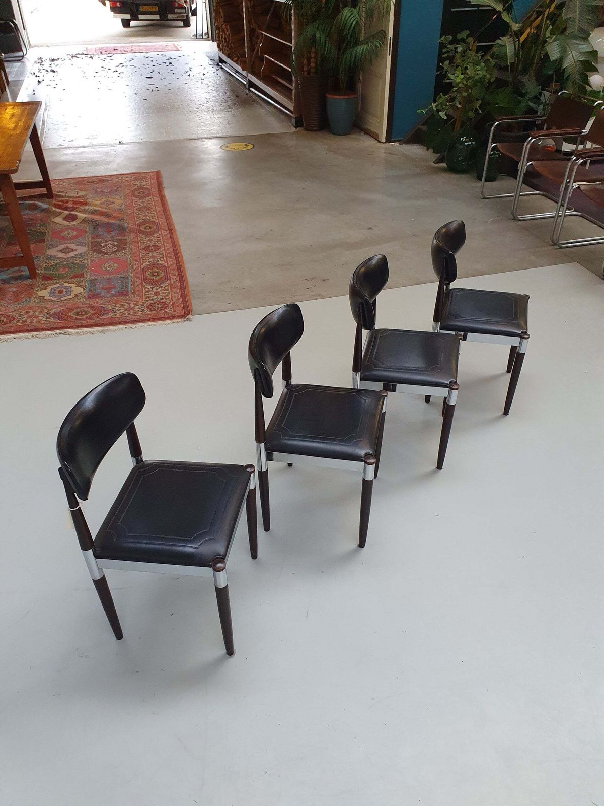 4 X Retro Dining Chair Chrome, Wood ,Vinyl. Very Good Condition. photo for sale