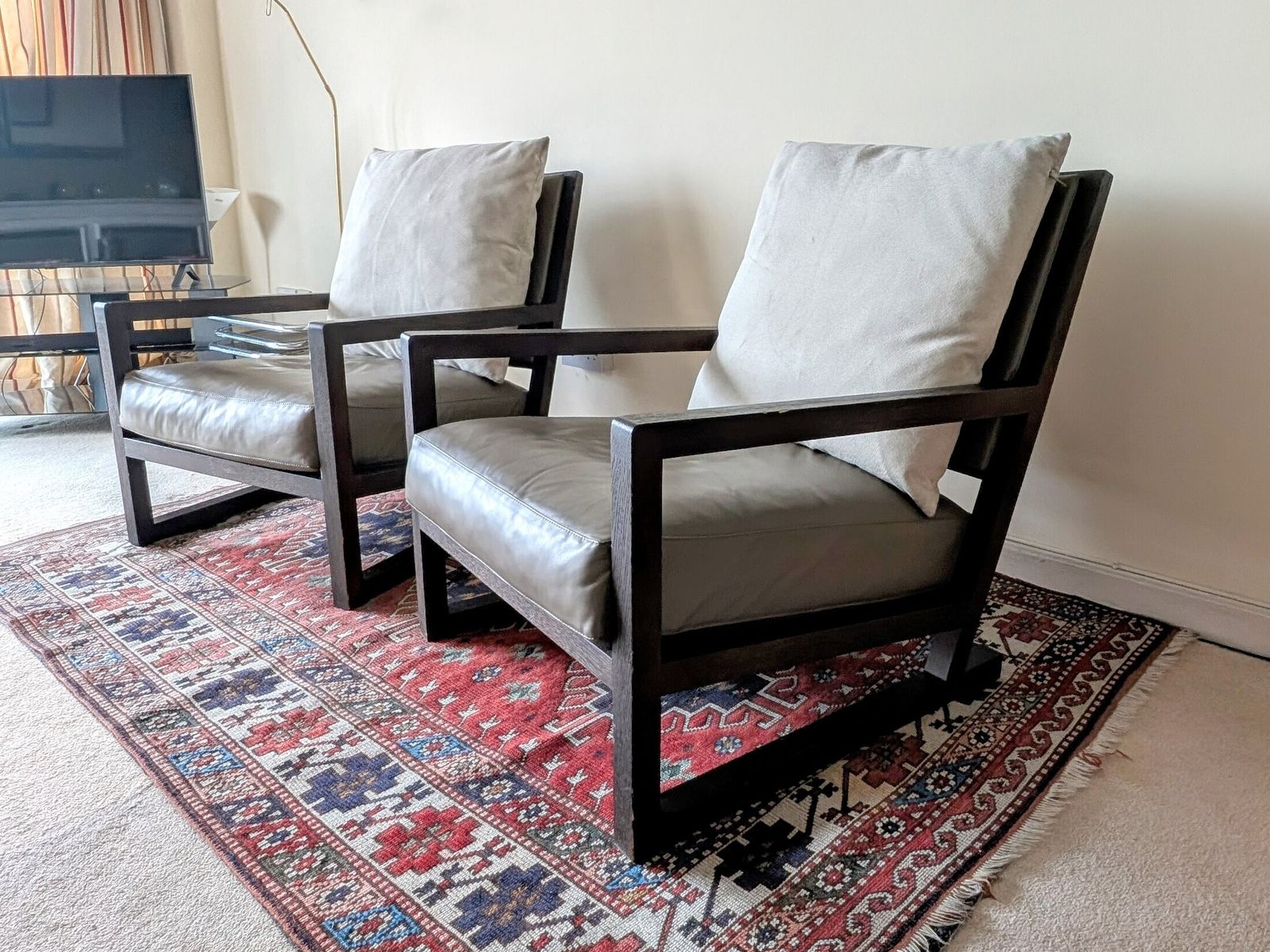 Pair Of Elegant B&B Italia Maxalto Clio Armchairs