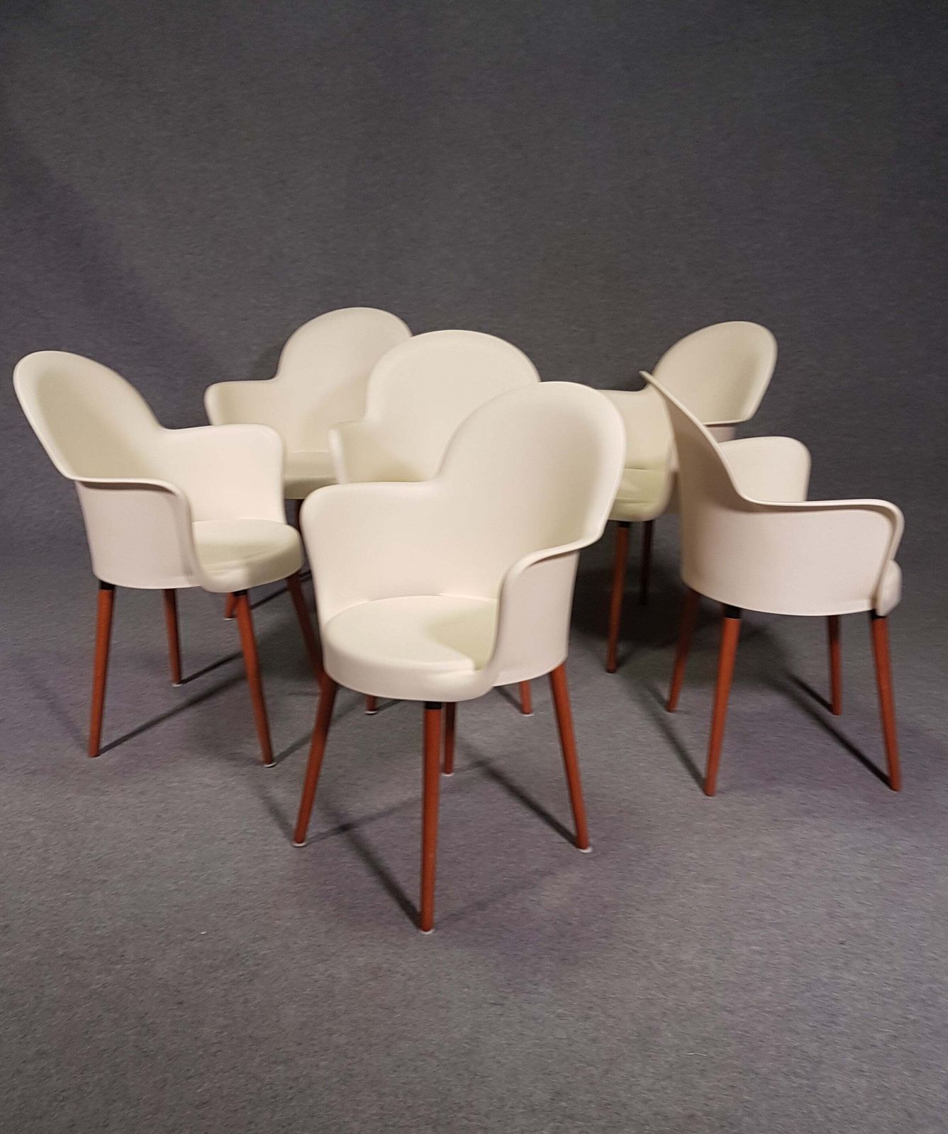 Set 6 Sintesi Gogo Chairs With Wooden Legs By Marcello Ziliani, 1990s