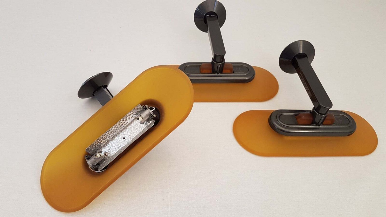 5 X Yellow Glass And Metal Wall Sconce Jill   Perry King, Santiago Miranda And Gianluigi Arnaldi For Arteluce, 1980s photo furniture