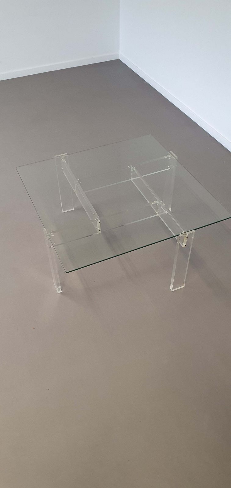 Vintage Coffee Table Made By De Swart. Made Of Acrylic Glass With A Glass Top photo vinterior
