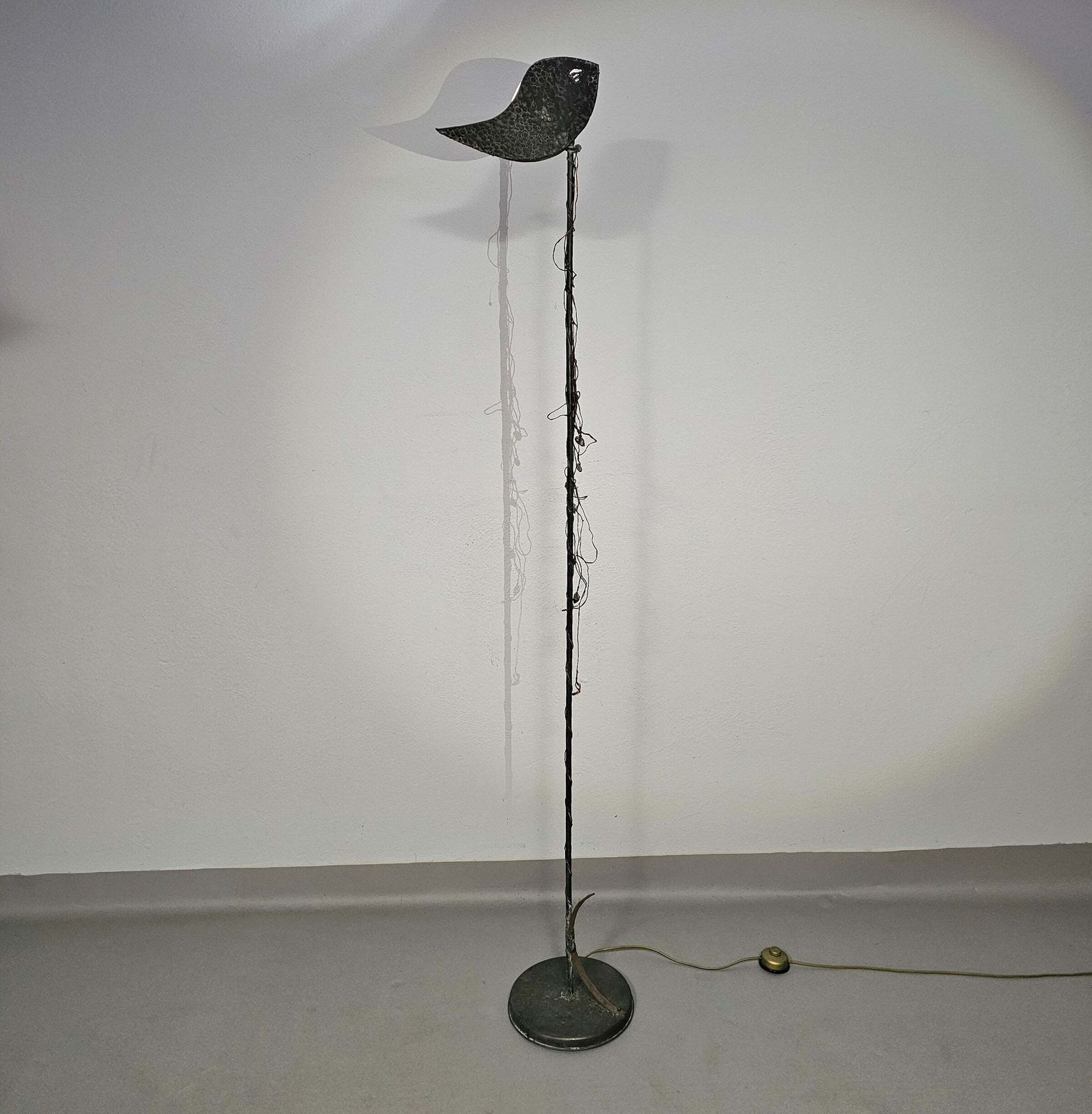 Rare Floor Lamps With Little Stones In Copper Wire / Labeled Sap photo vintage