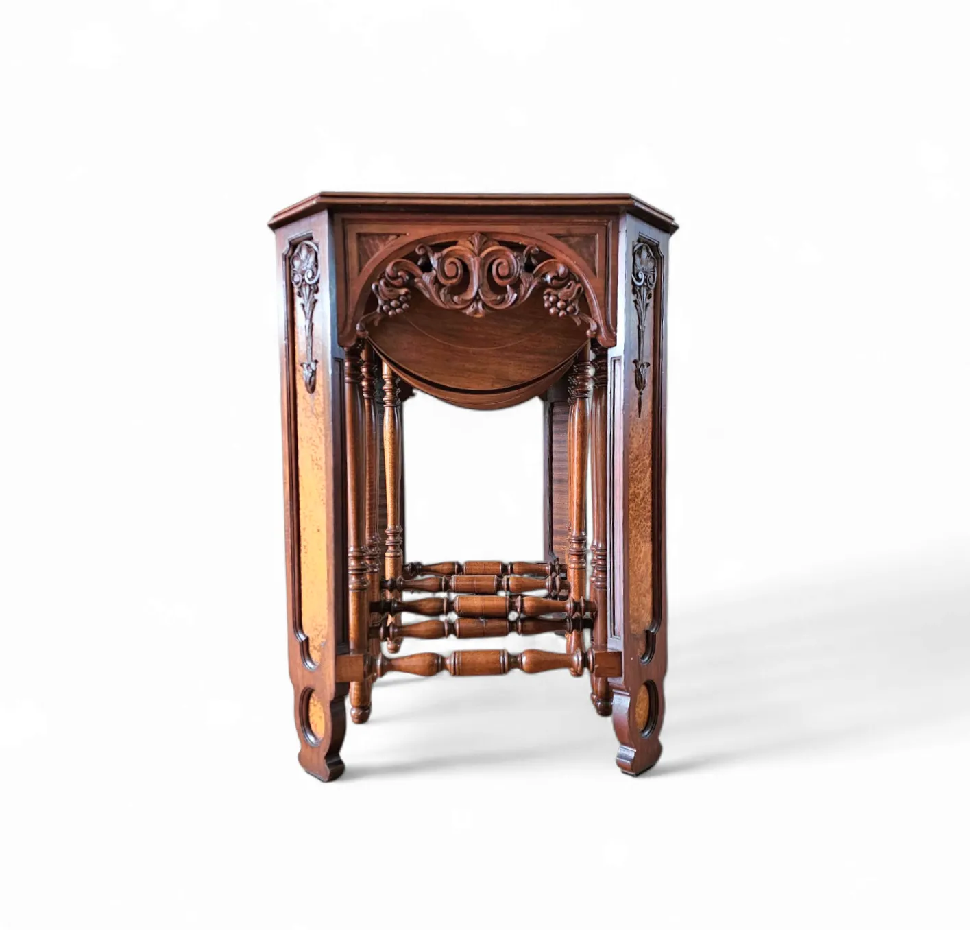 Art Deco / Nesting Table 3 X / Attributed To Maison Franck / Inlaid Tortoiseshell Top / 1920 photo vintage