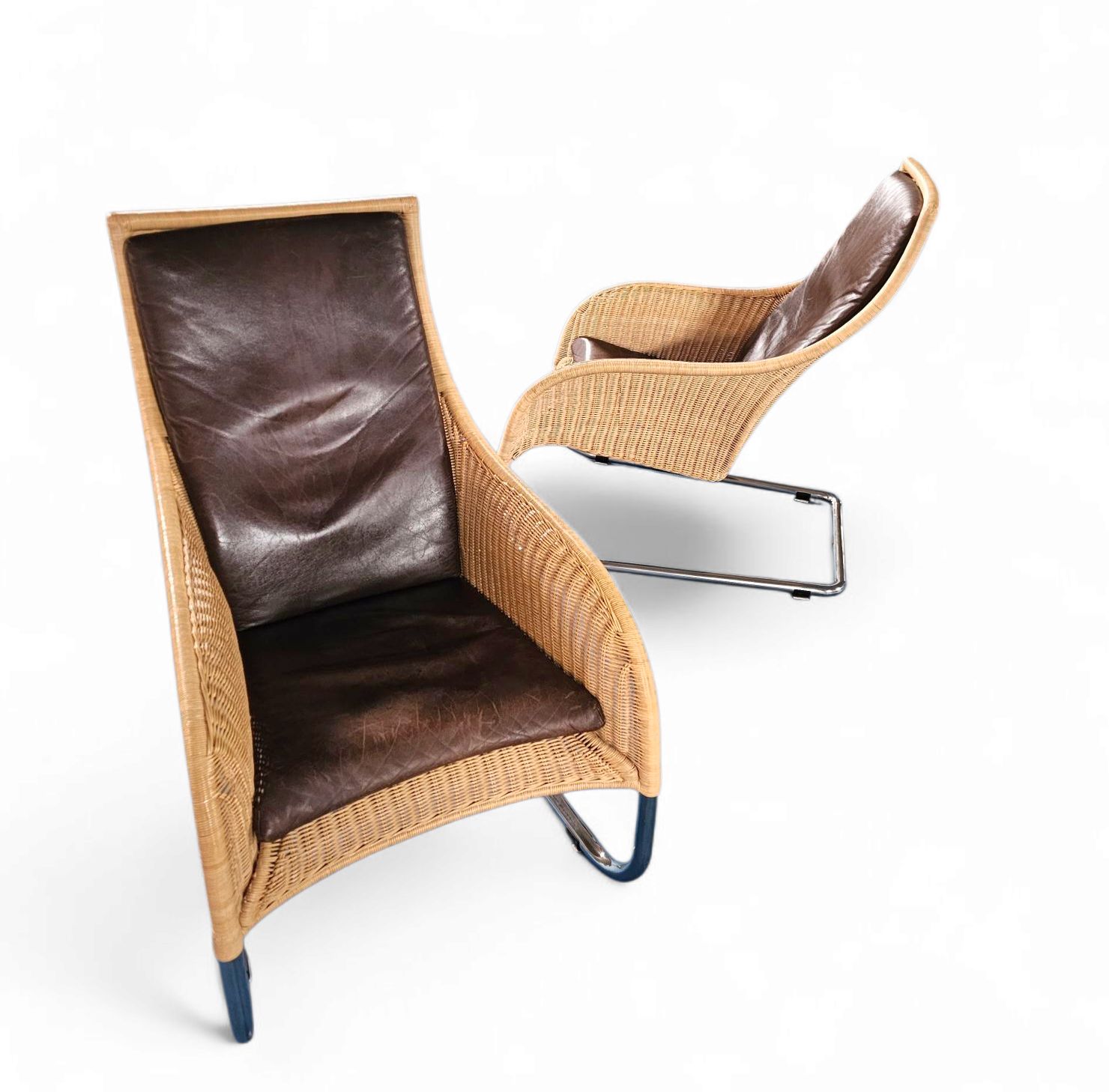 photo vinterior 2 X Weighty Rattan Lounge Chair 1990s