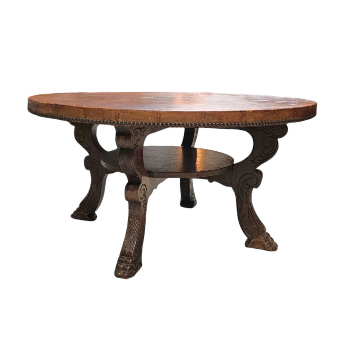 Mid Century Coffee Table / Well Crafted In Solid Wood And Cognac Leather Accept Skip To Content Grand Repos Open Menu Mid Century Coffee Table In Soli photo 1793.0