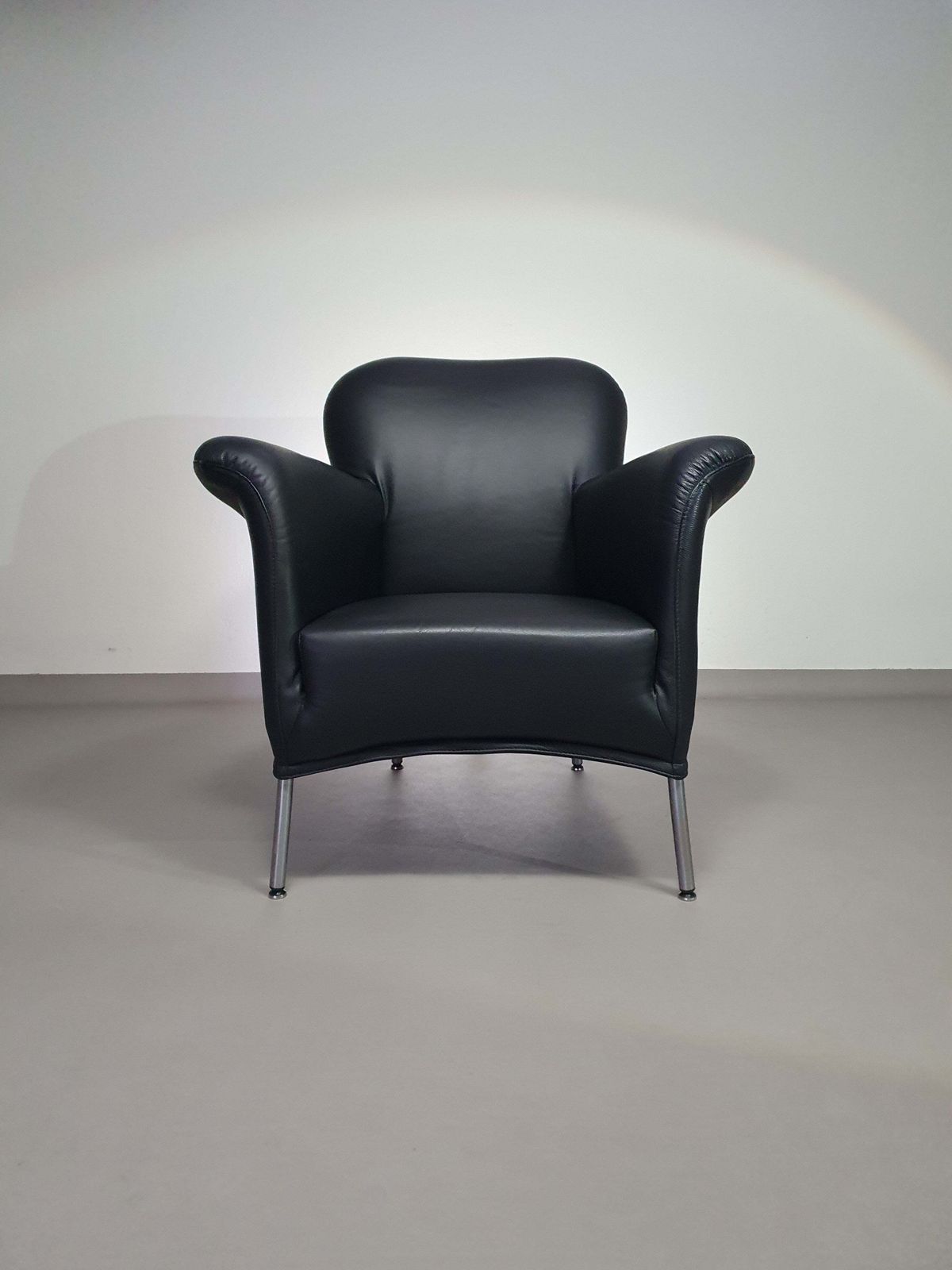 3 X Rare Fauteuil/ Model Turn /Black Leather / Bert Plantagie In Mint Condition.