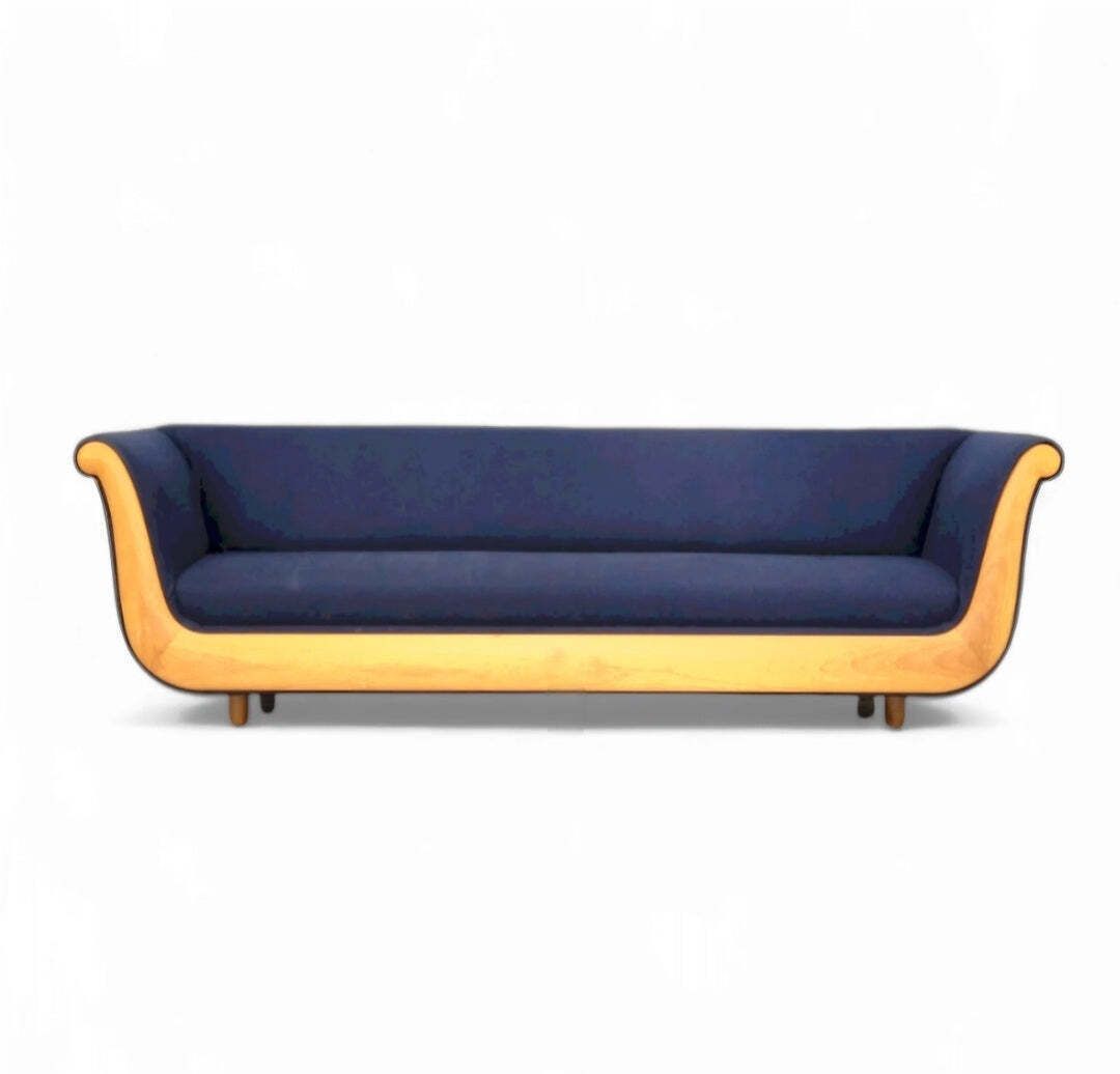 Primafila Sofa By Luca Meda In Blue Velvet For Molteni & Co / 1991