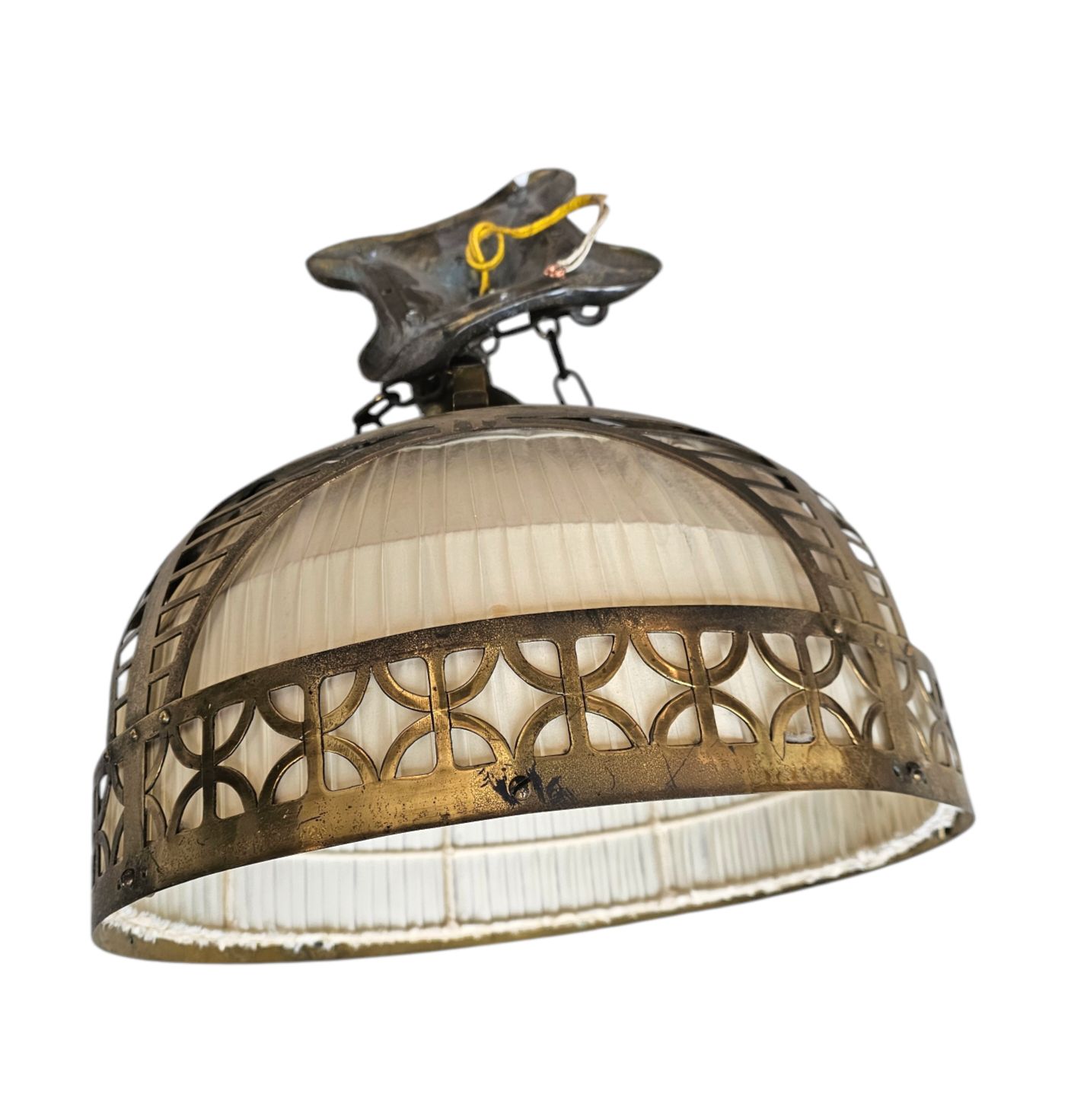 Amsterdamse School / Hanging Lamp / Copper / Linen / 1920s / Johanna Van Eijbergen For G.Dikkers & Co photo buy
