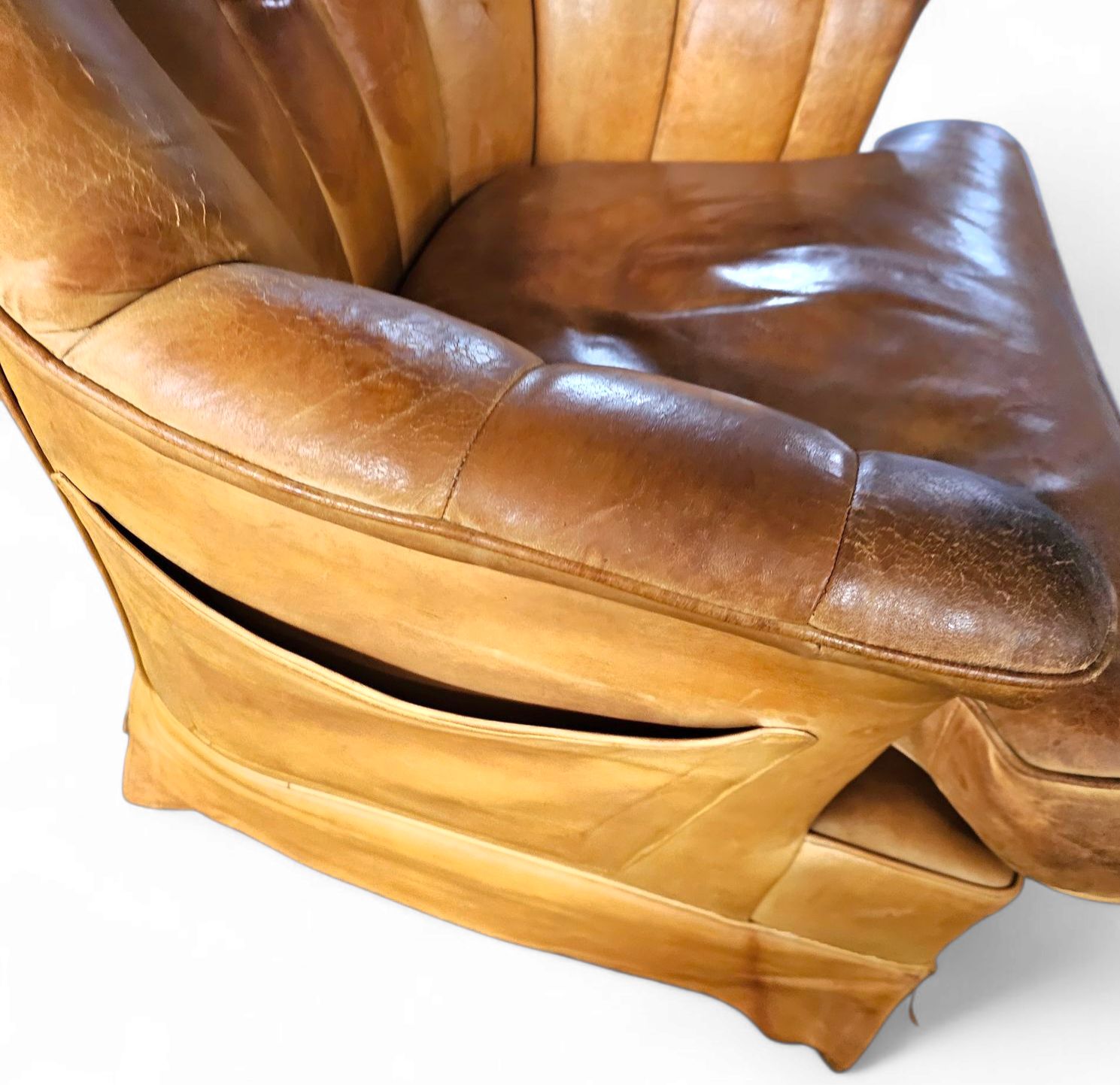 photo furniture Sheep Leather Club Chair 1970s With Magazine Holder
