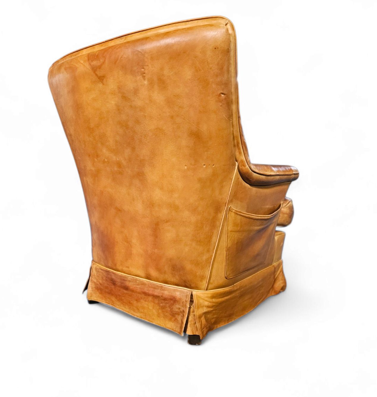 photo buy Sheep Leather Club Chair 1970s With Magazine Holder