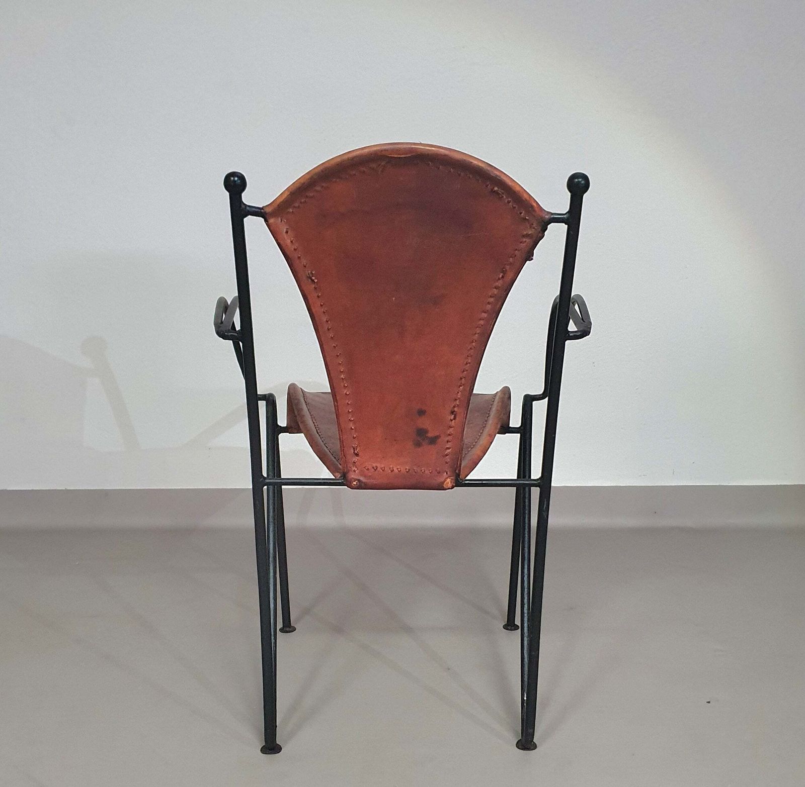 24 Chairs In Leather And Solid Wrought Iron photo vintage