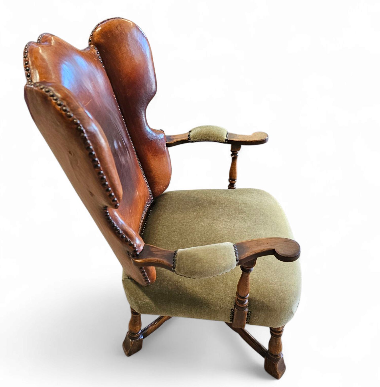 Rare Leather And Oak Wing Chair Designed By Theo Ruth For Artifort / F 297 From 1949 photo Furniture