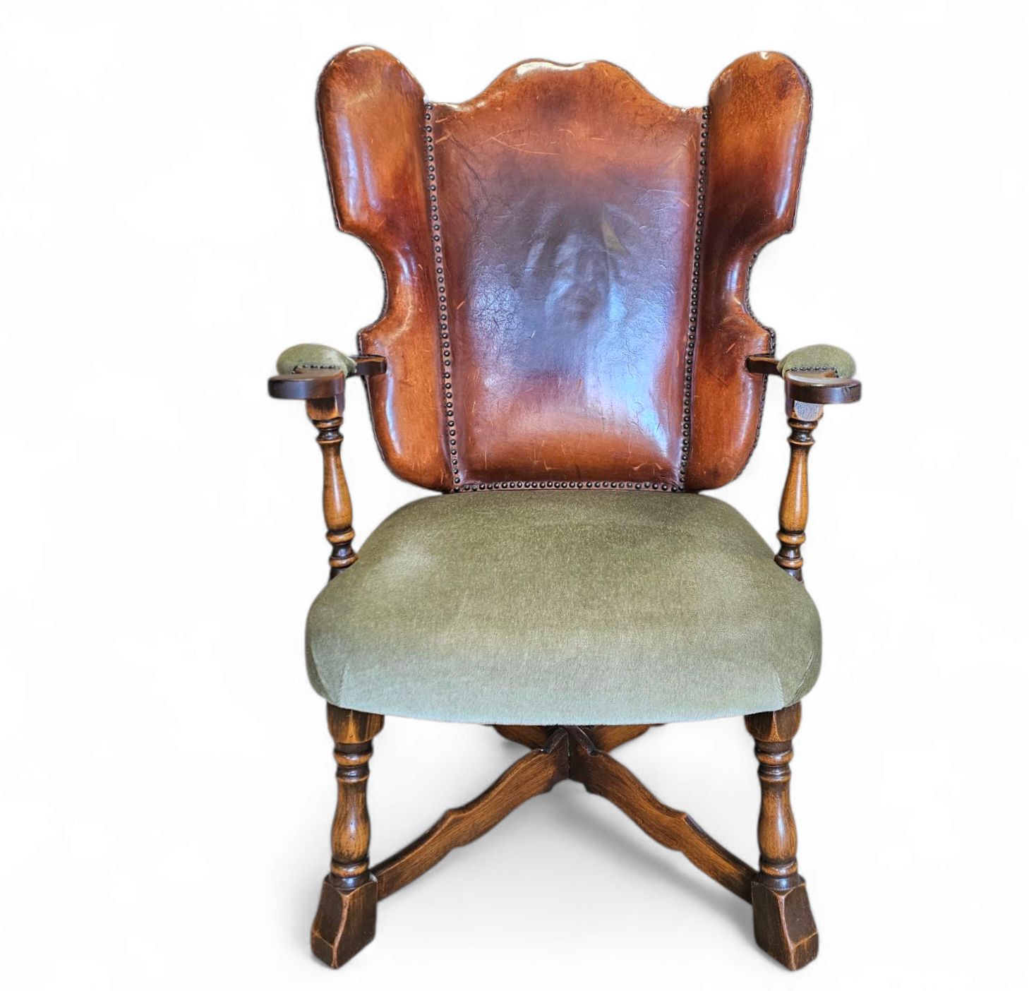 Rare Leather And Oak Wing Chair Designed By Theo Ruth For Artifort / F 297 From 1949 photo vintage