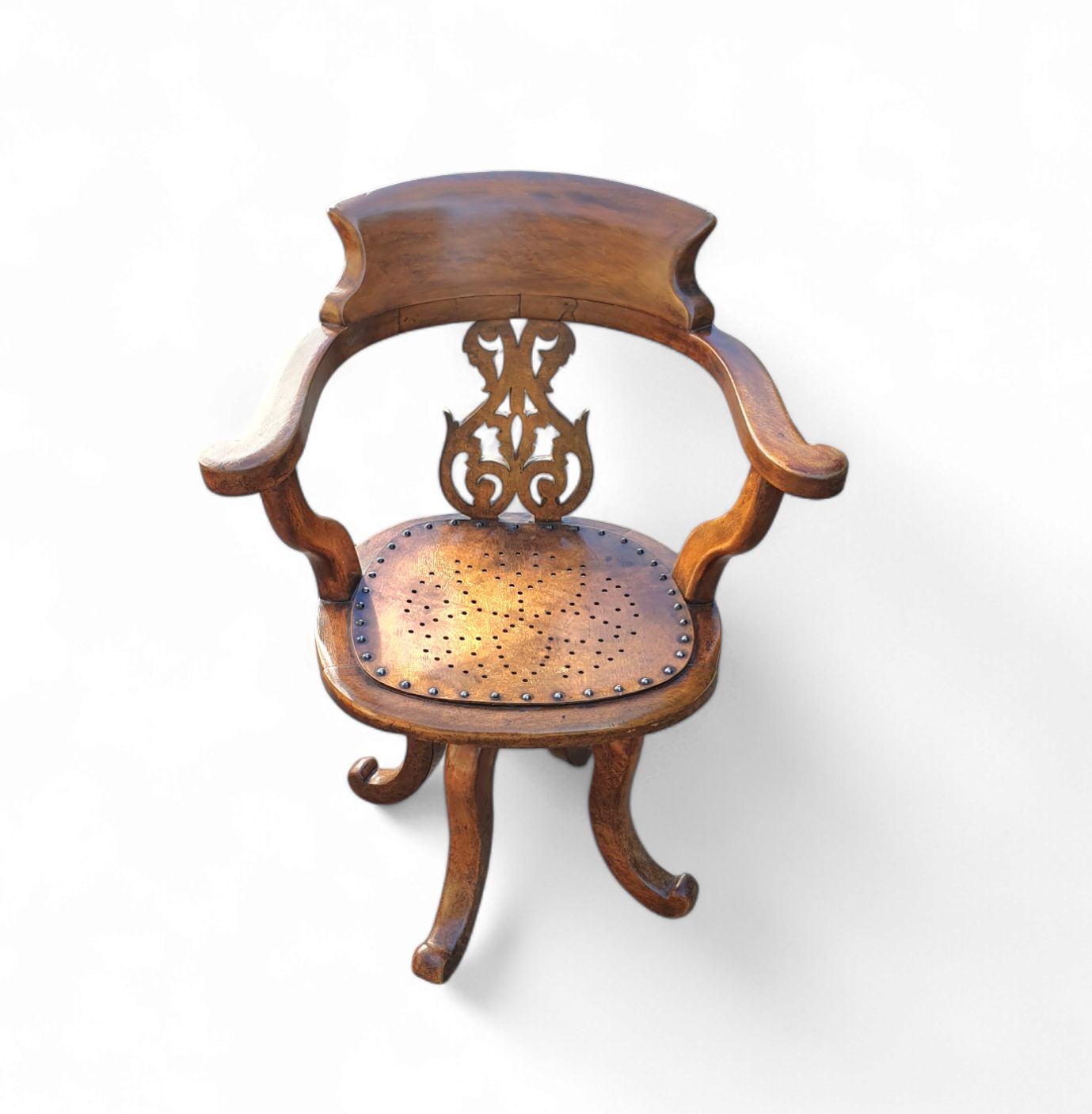 Victorian Swivel Walnut Armchair, England, Late 19th Century photo for sale