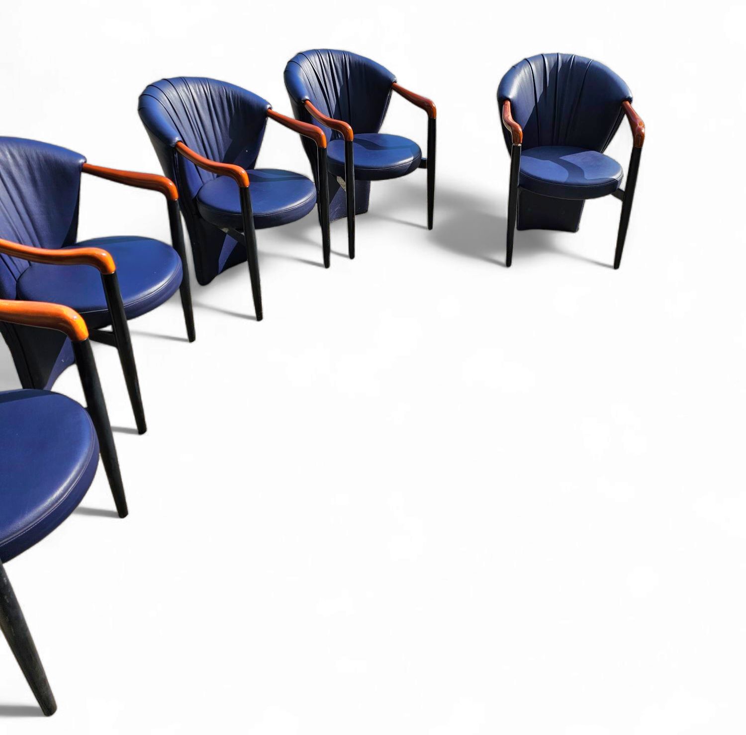 6 X Costantini Arm Chair /Dark Blue Leather photo furniture
