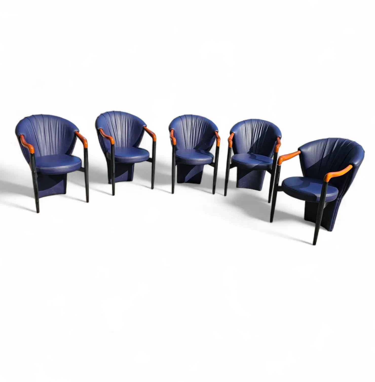 6 X Costantini Arm Chair /Dark Blue Leather photo vintage
