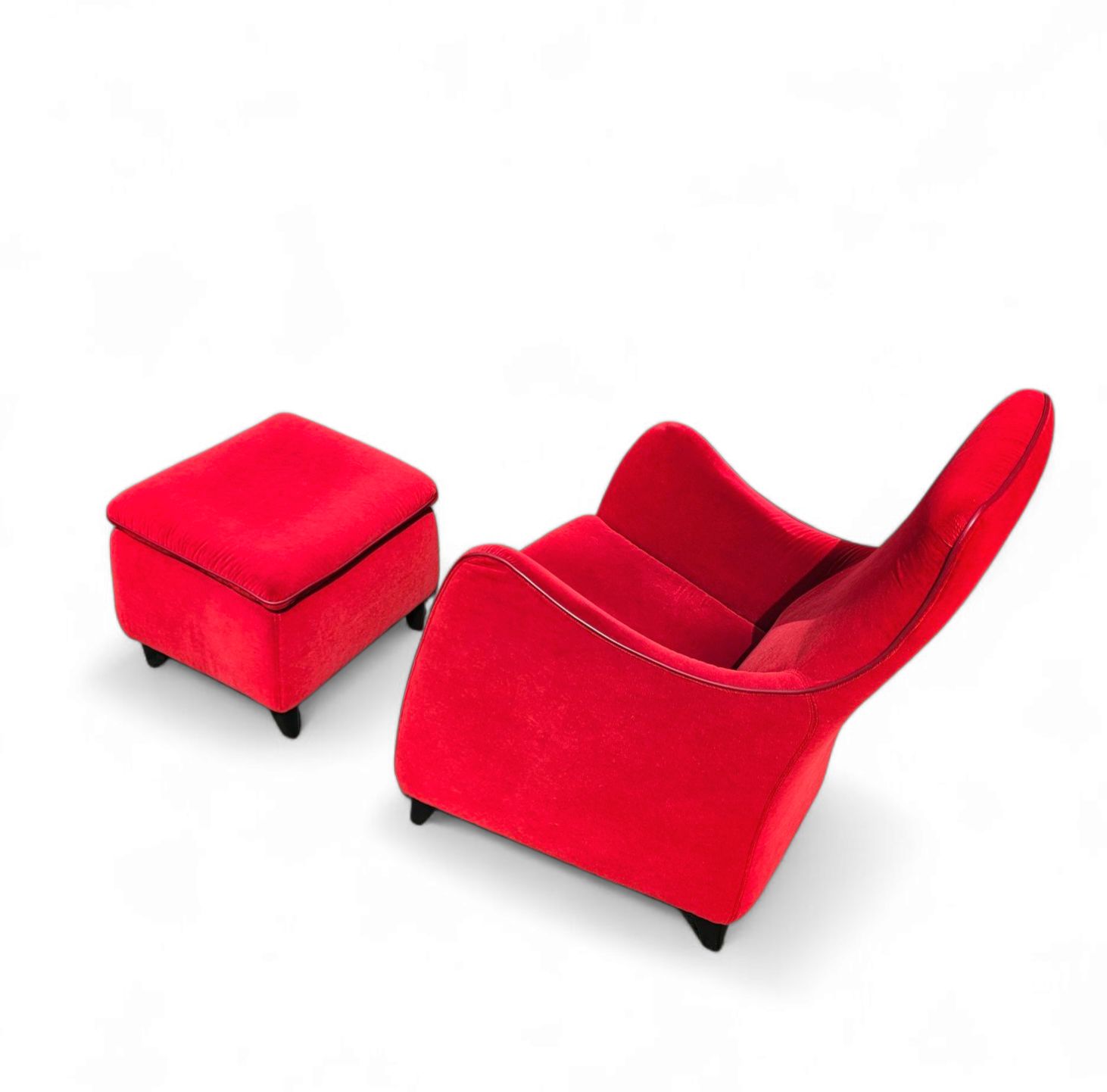 Senta Armchair / Hocker / Ottoman By Gerard Van Den Berg For Wittmann / Red Velvet Upholstery / Marked Stunning Condition photo vintage