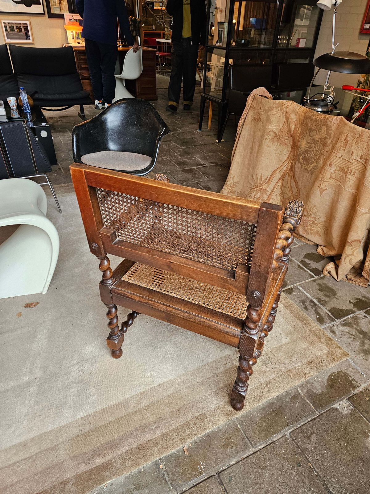 2 X Jacobean Lionel Head Armchairs Oak Wood / Webbing Early 20th Century photo Furniture