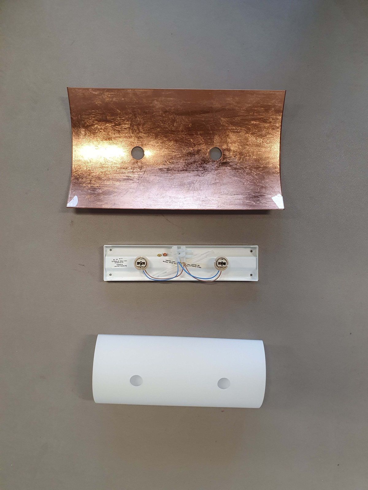 3 X Bankamp Leuchten Sconces / Wall Lights '80s White Glass / Glass With A Layer Of Copper. Wide 22 X Height 49 X Depth 10 Cm #Bankampleuchten photo buy