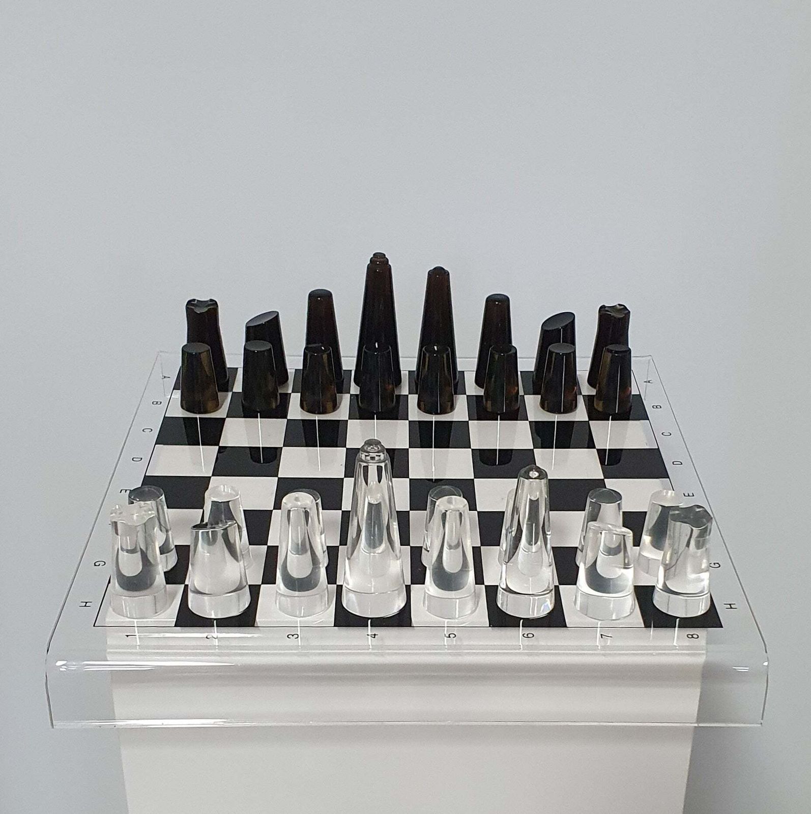 Acrylic Transparant / Lucite Chessboard 1980s / Chess Game photo for sale