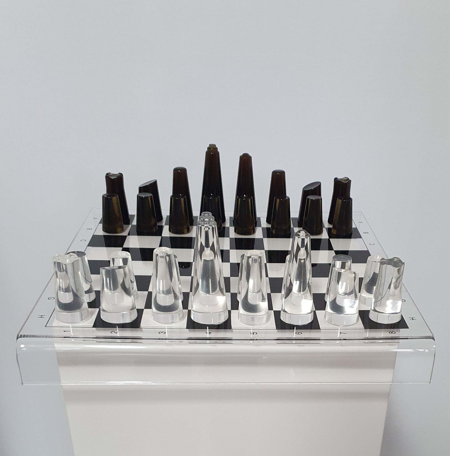 Acrylic Transparant / Lucite Chessboard 1980s / Chess Game photo 423.0