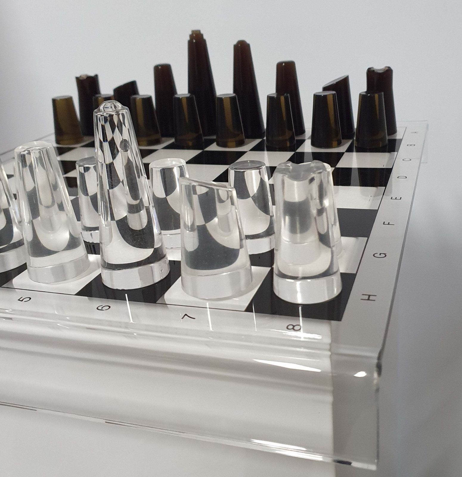 Acrylic Transparant / Lucite Chessboard 1980s / Chess Game photo vinterior