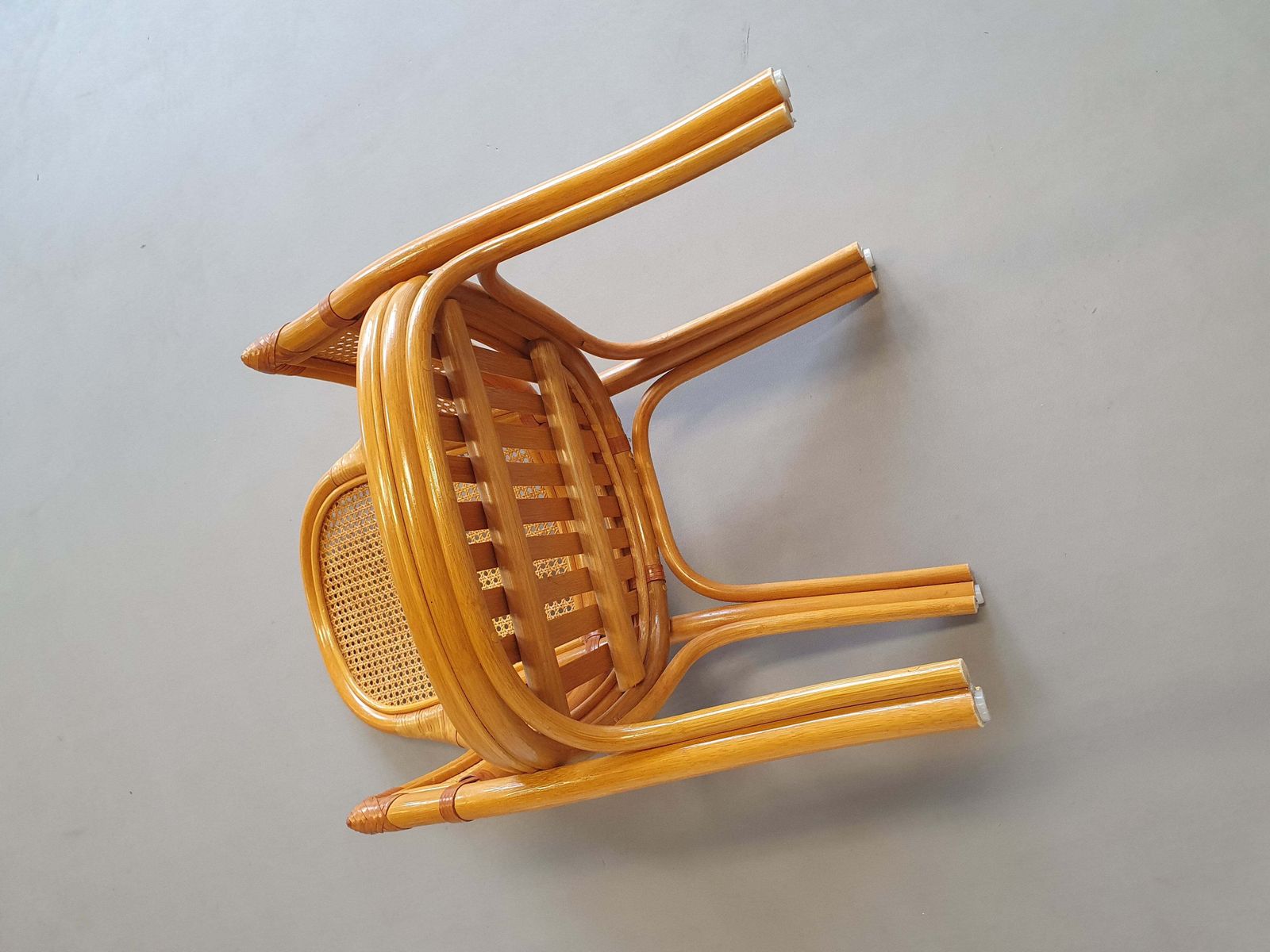 4 X Rattan /Webbing Dining Chairs 80s In Beautiful Condition photo for sale