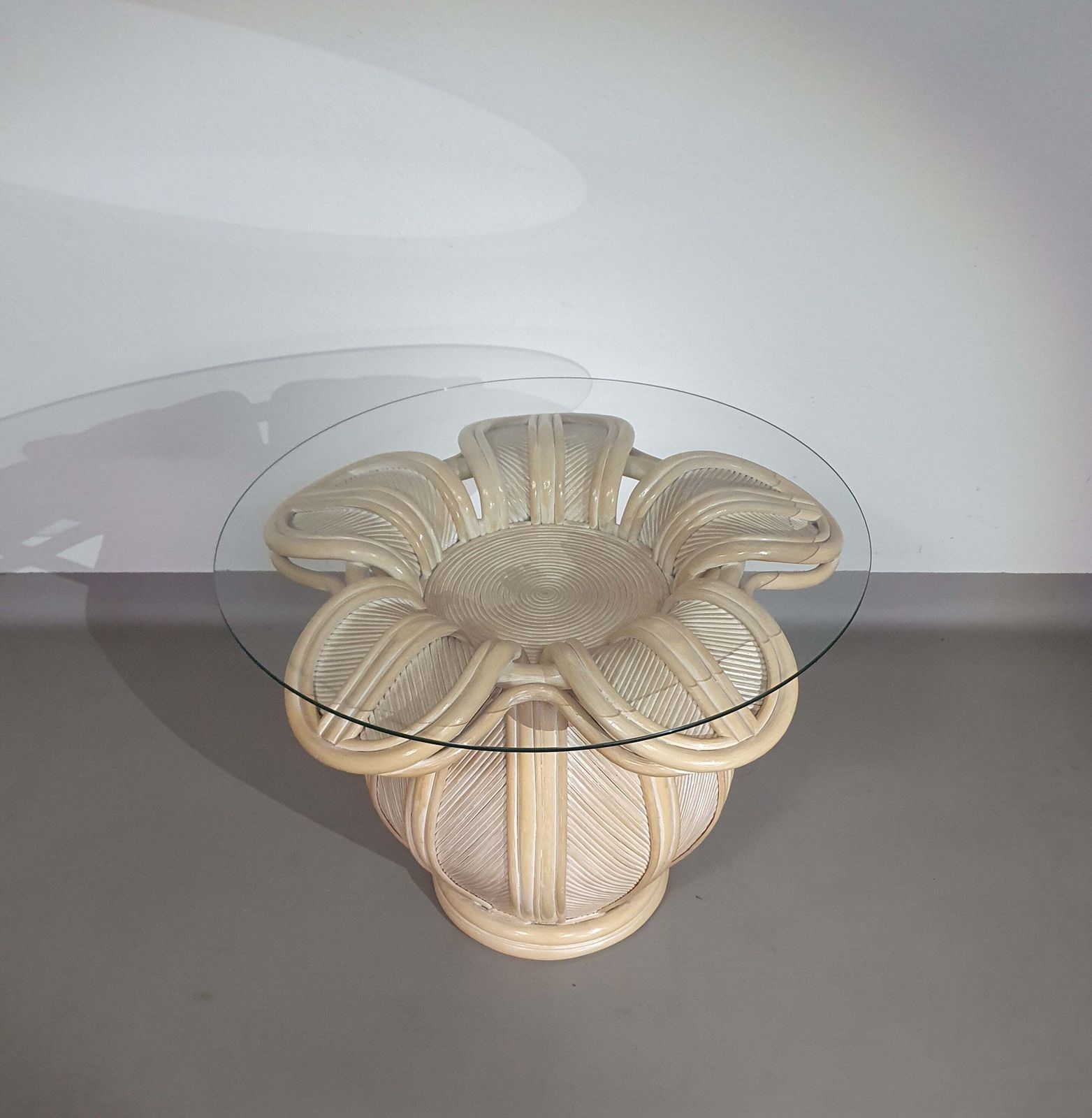 Split Reed / Pencil Reed / Rattan / Bamboo Bell Flower Side Table. photo 740.0