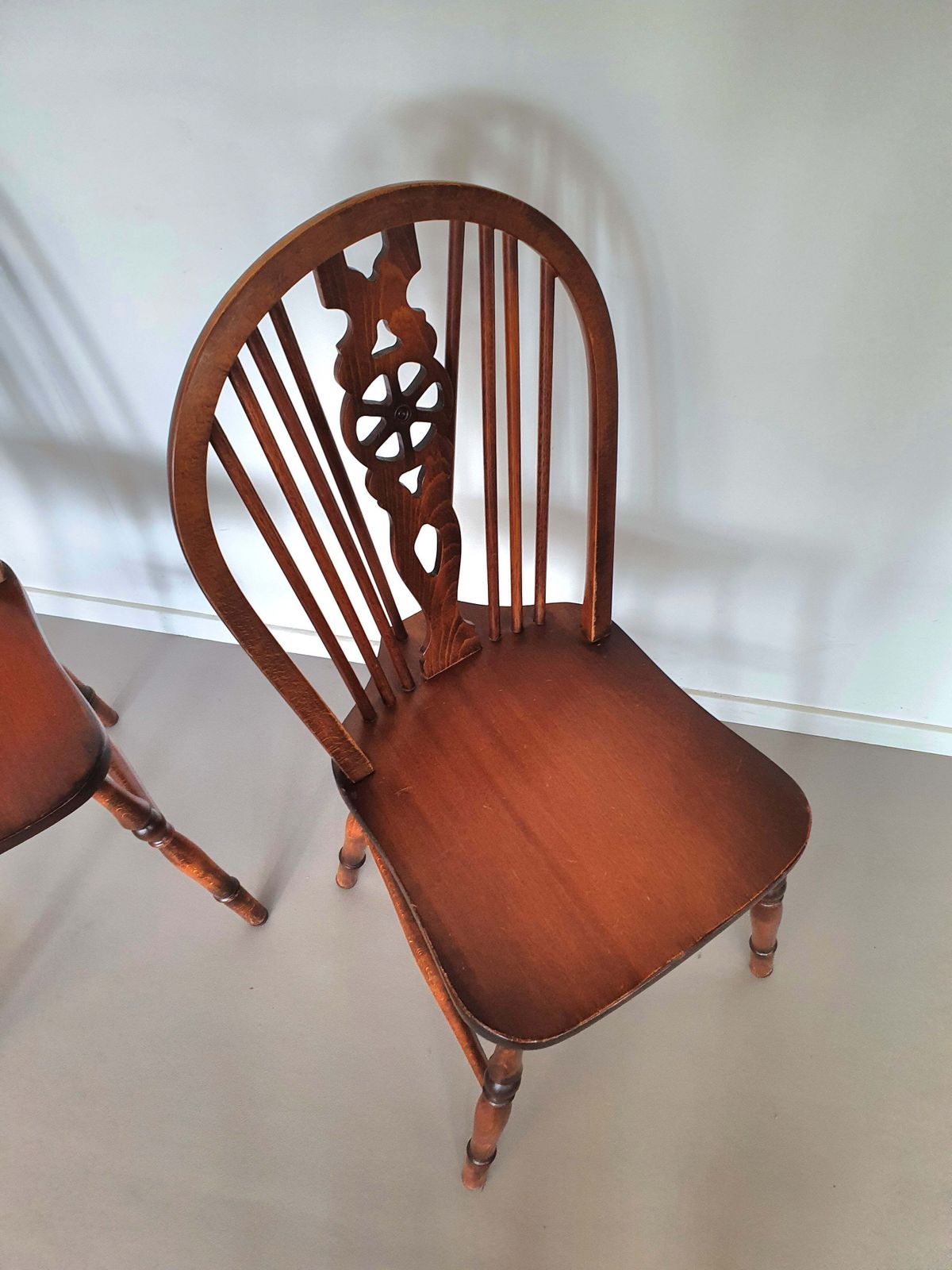 photo for sale 4 X Wheelback / Windsor Chairs / Marked