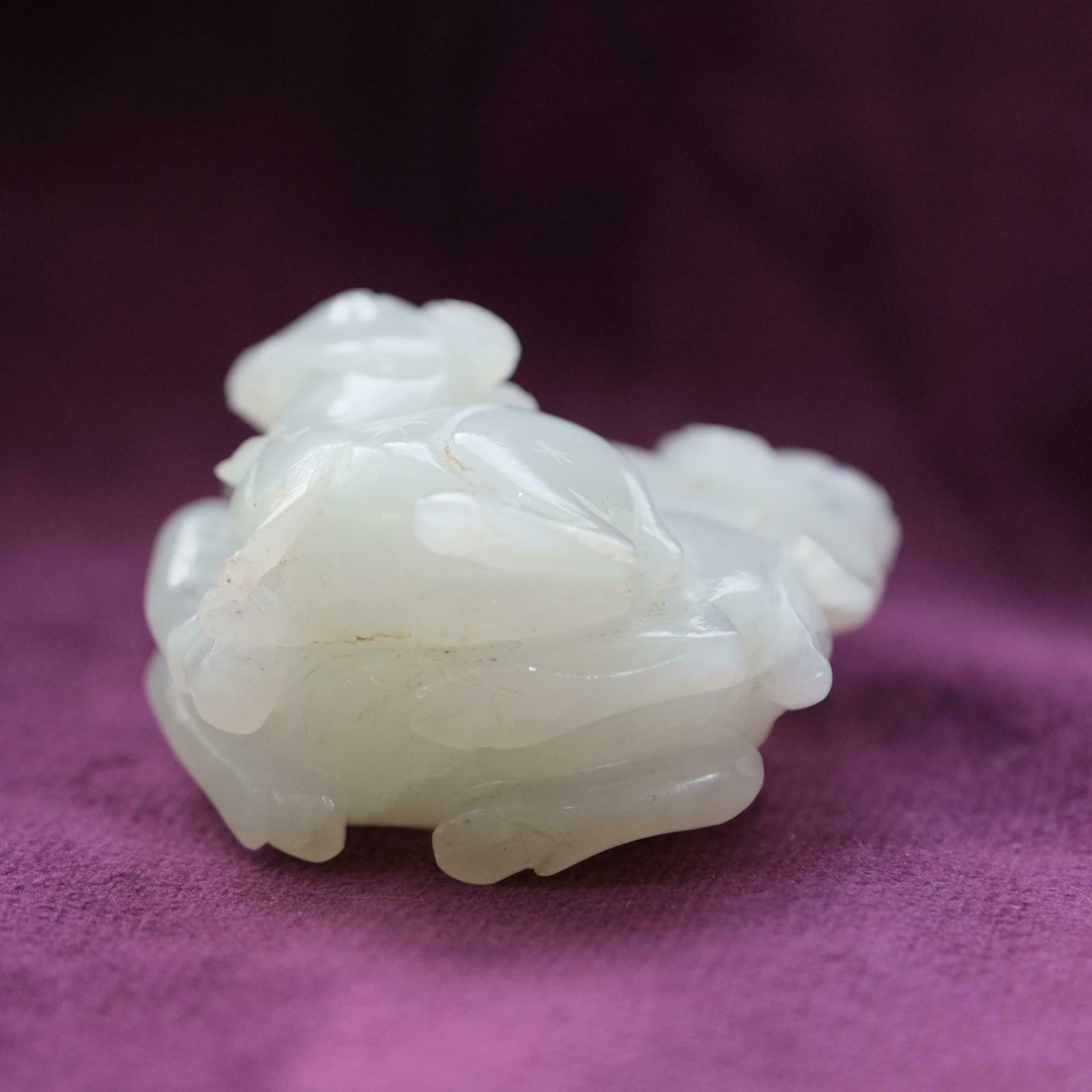 White Jade Carving Of A Ram, Chinese Jade photo vintage