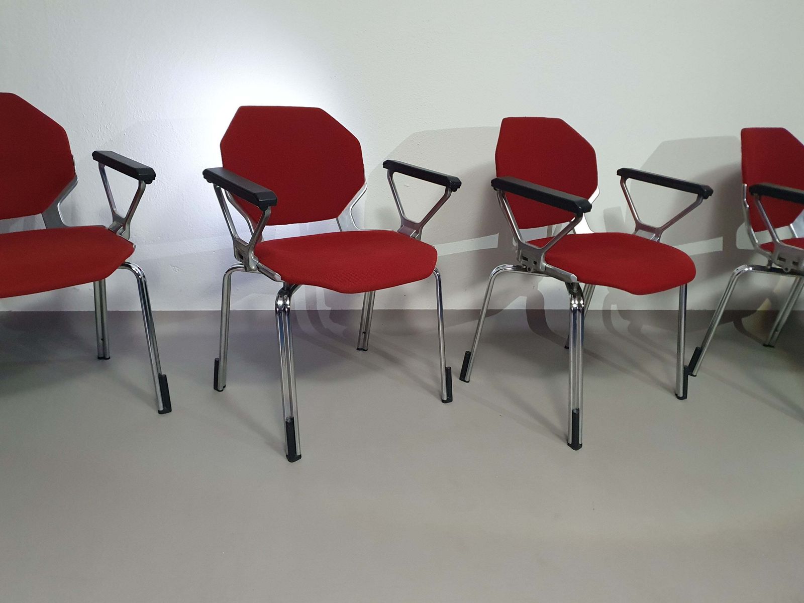 9 X In Stock Froscher Retro 1970 Metal Hexagonal Office / Desk Arm Chair For Sitform photo for sale