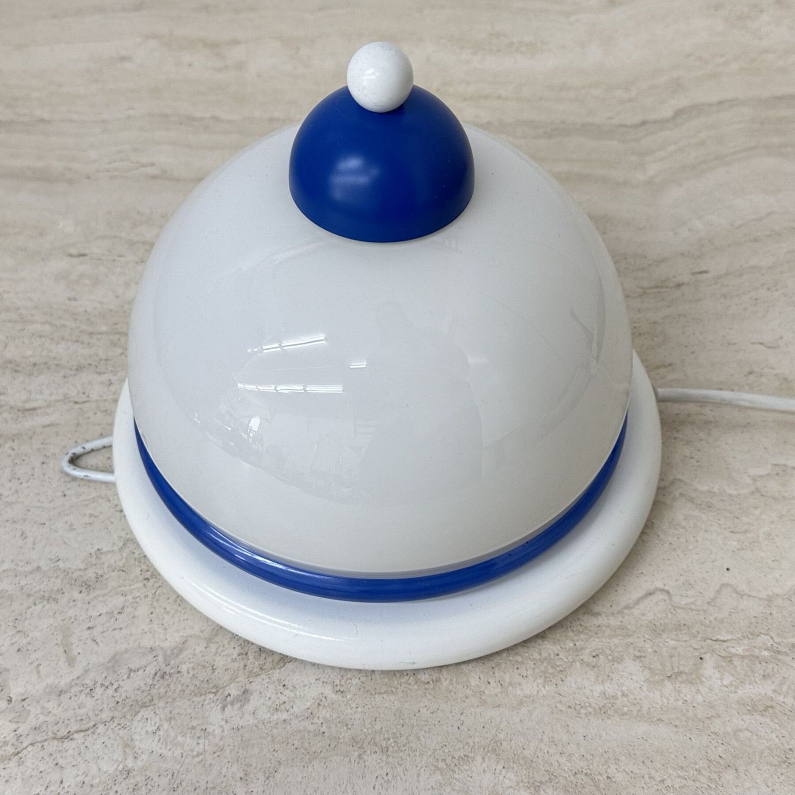 Vintage Glass Blue And White Wall Lamp Sconce , 1970s photo 241.0