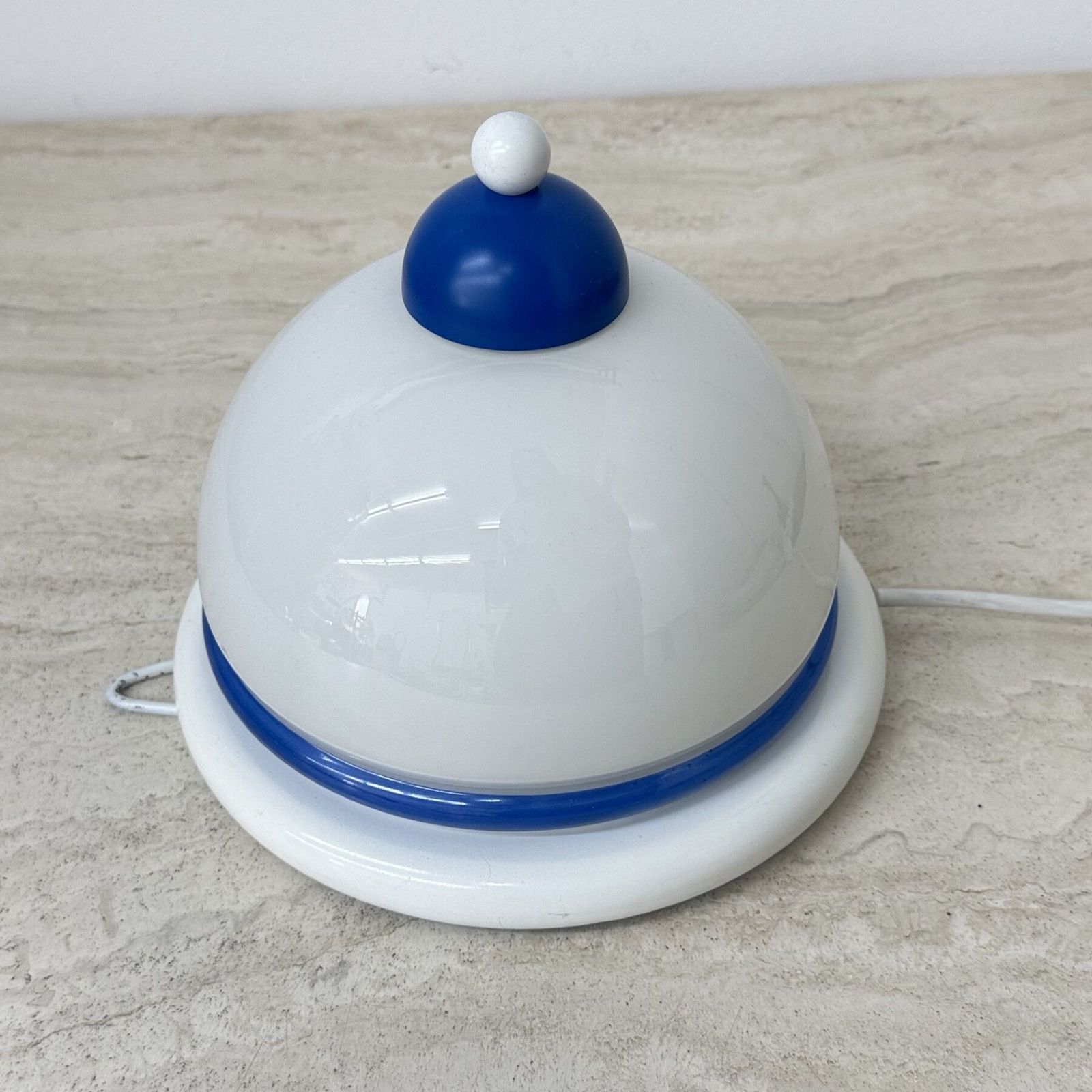 Vintage Glass Blue And White Wall Lamp Sconce , 1970s photo vinterior