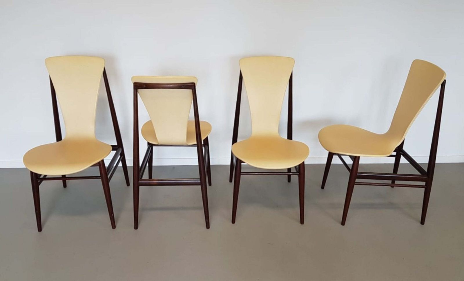 Set Of 4 Floating Seat Dining Chairs / 1950s photo for sale