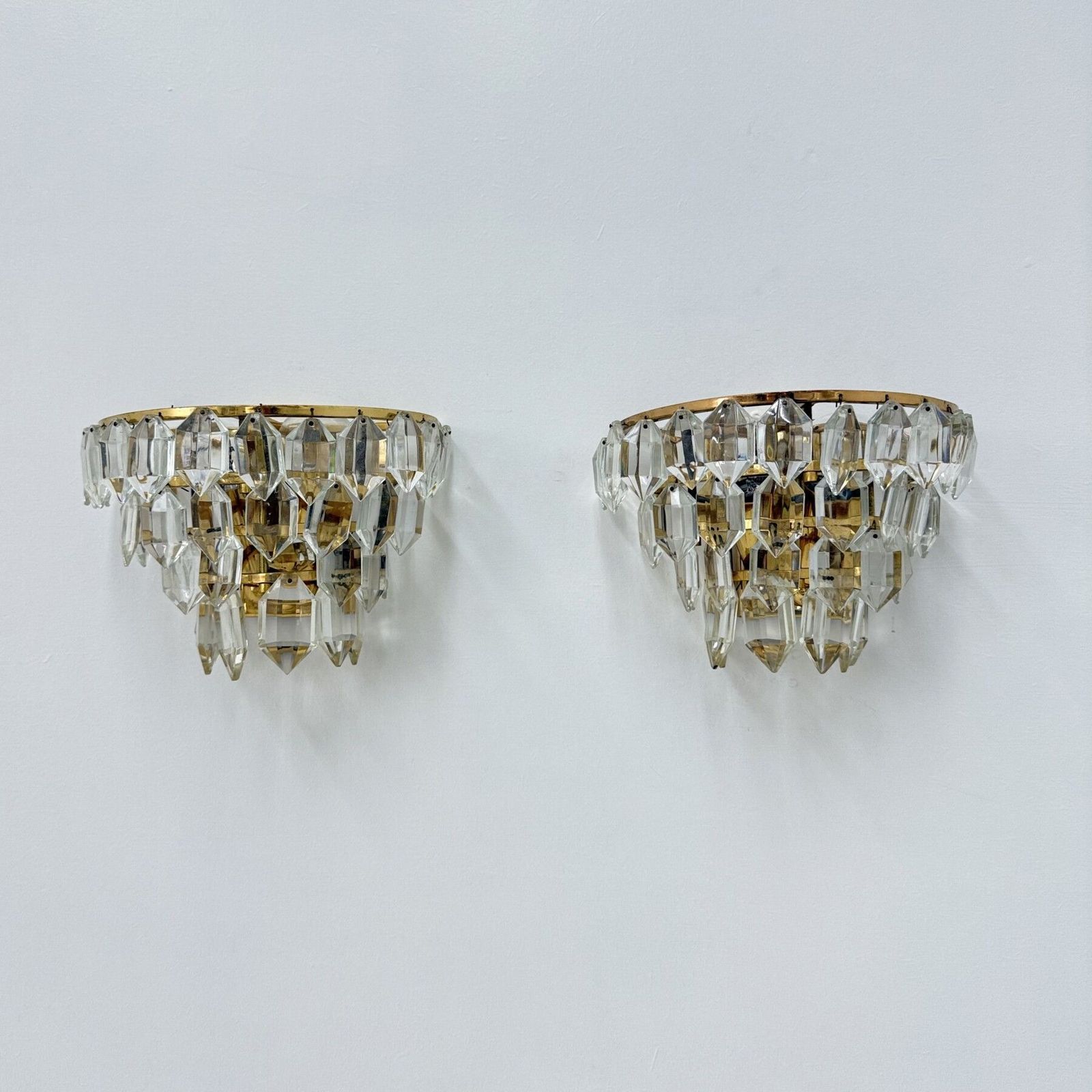 Pair Of Bakalowits & Söhne Crystal Wall Lamps , 1960s