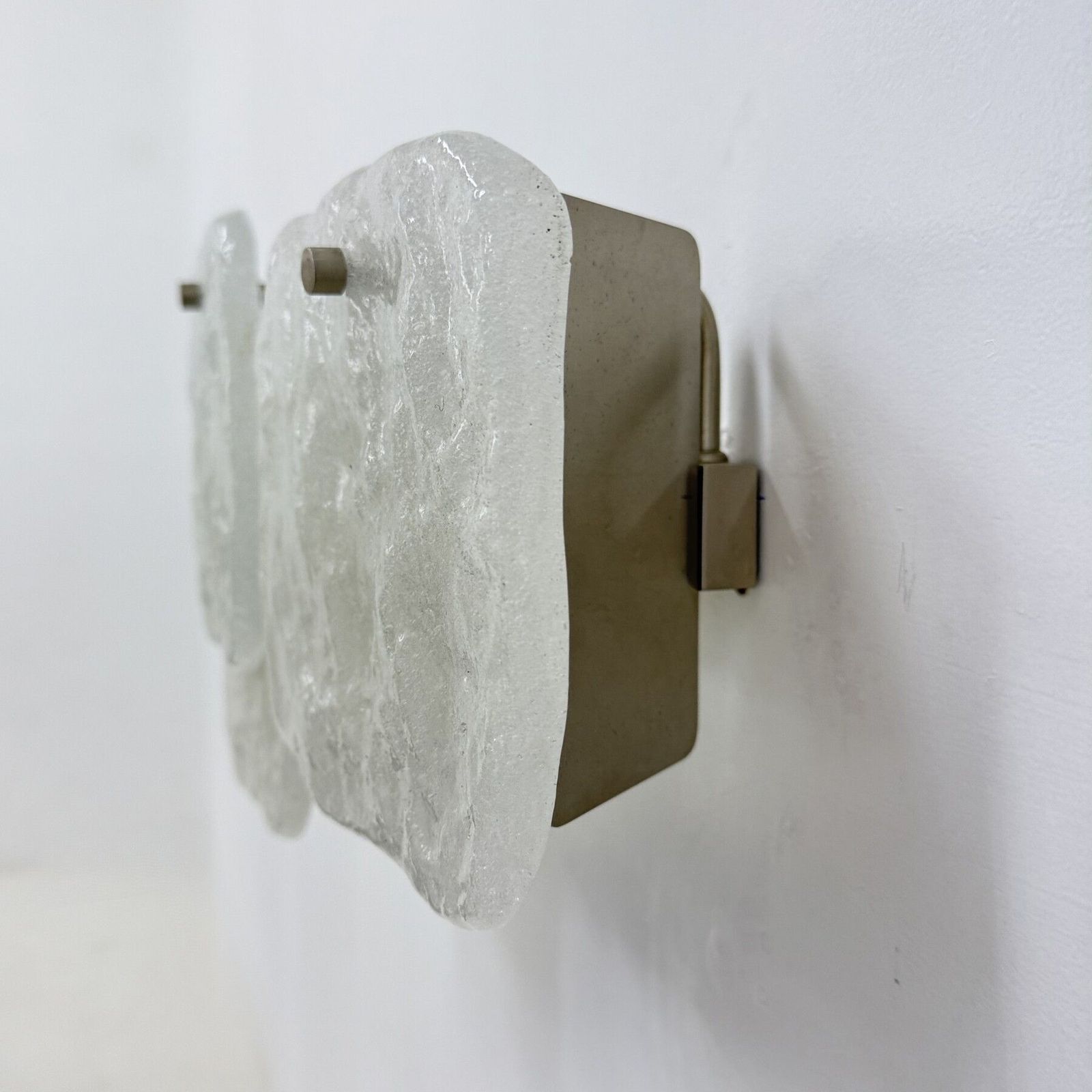 photo vintage Modernist Frosted Ice Glass Wall Lamp Attributed To J. T. Kalmar For Kalmar, 1960s