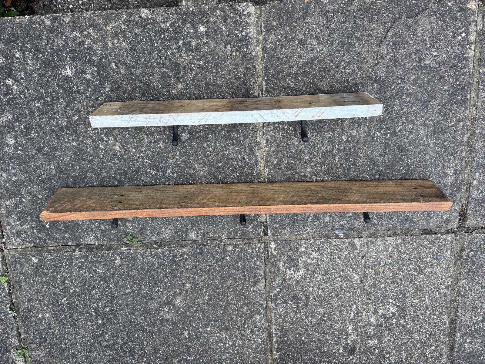 photo furniture Two Hand Made Rustic Wall Hooks, Coat Racks   Victorian Style Metal Hooks On Personally Reclaimed And Rustic Wood   Country Style Hooks