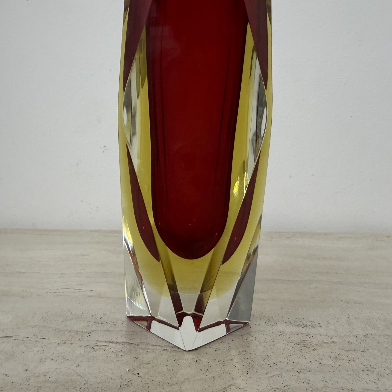 Woonaccessoires Murano Sommerso Geslepen Glazen Vaas Van Flavio Poli, Jaren 1970 photo