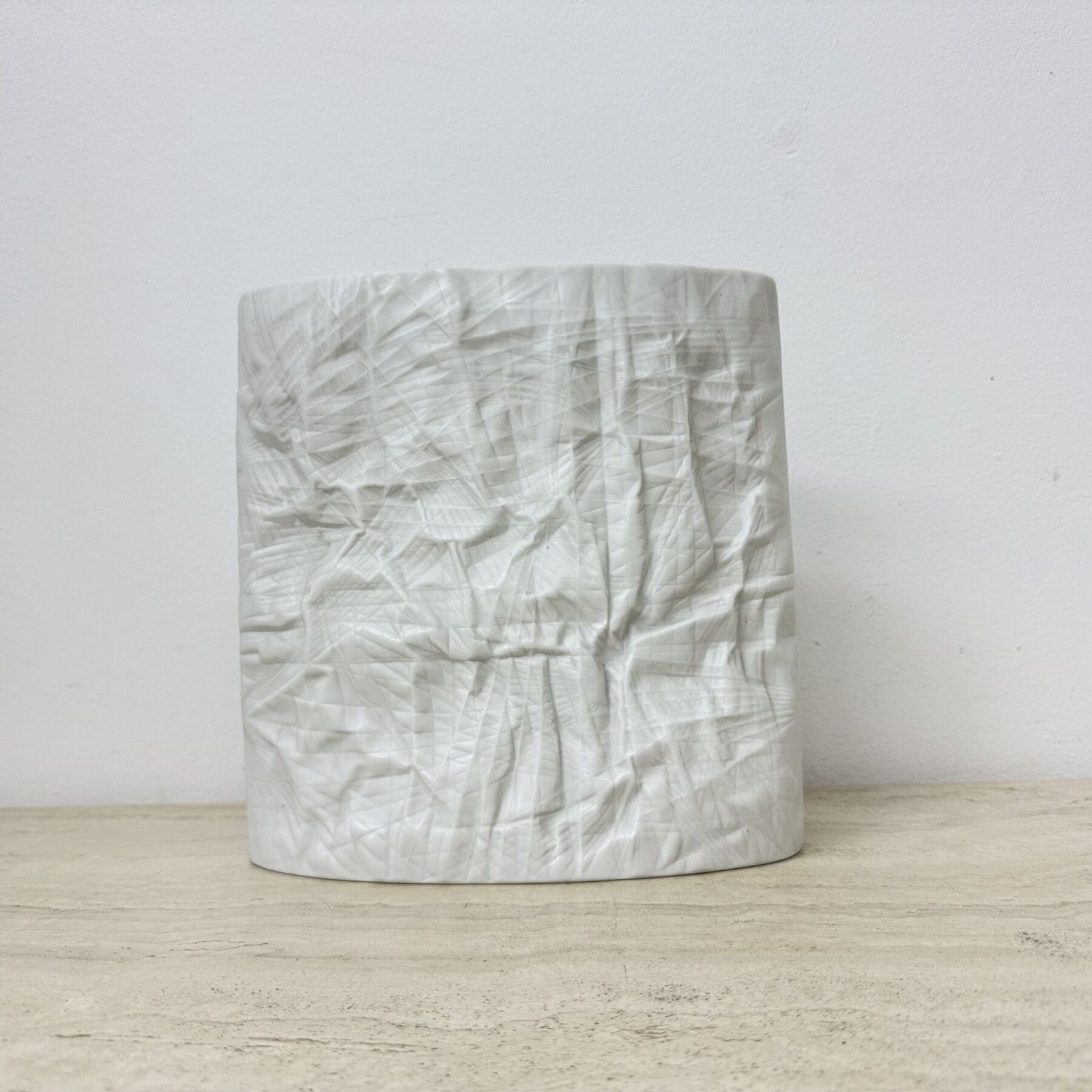 Martin Freyer Rosenthal Bisque Porcelaine Paper Relief Vase Op Art 1970s