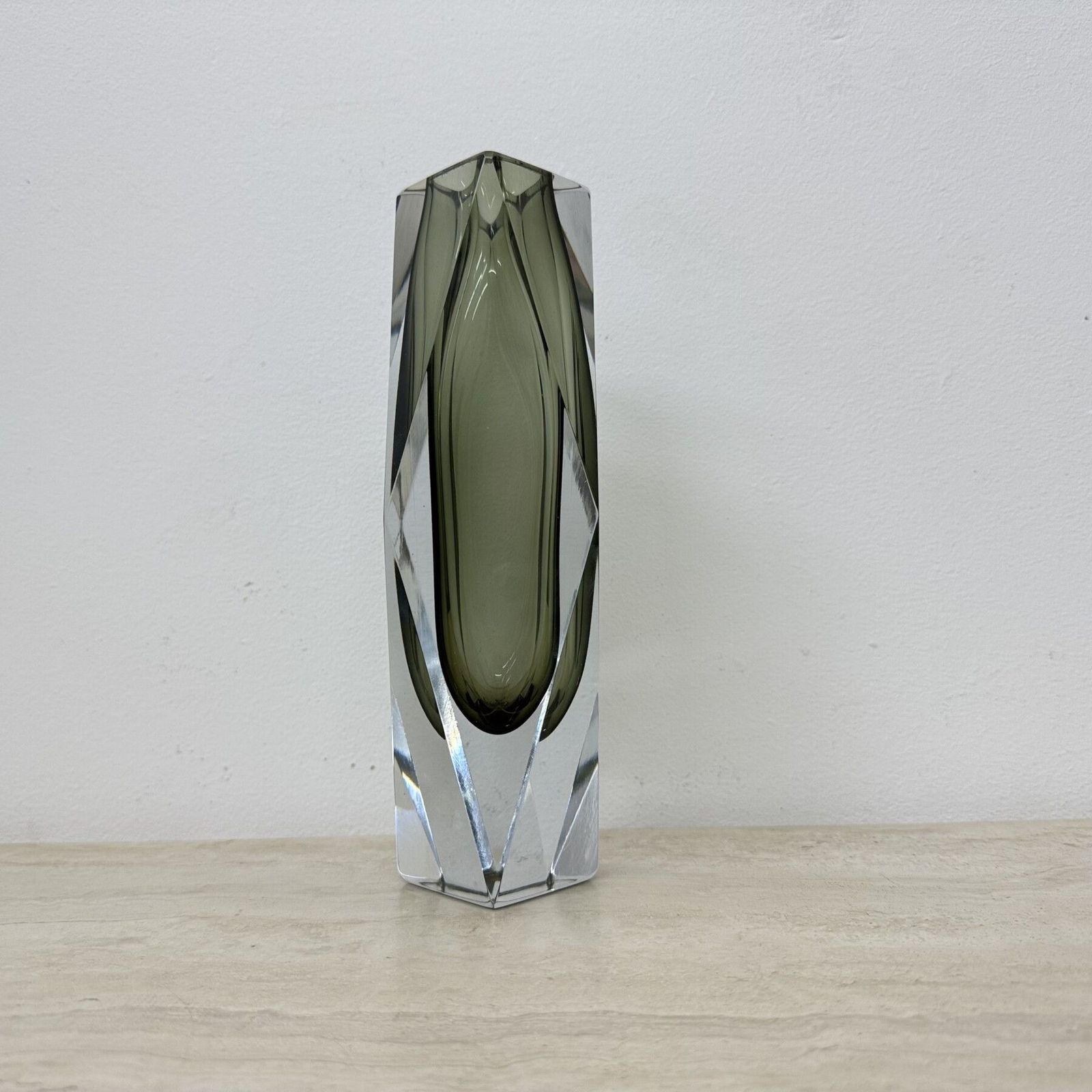 photo for sale Murano Sommerso Glass Faceted Vase By Flavio Poli , 1970s