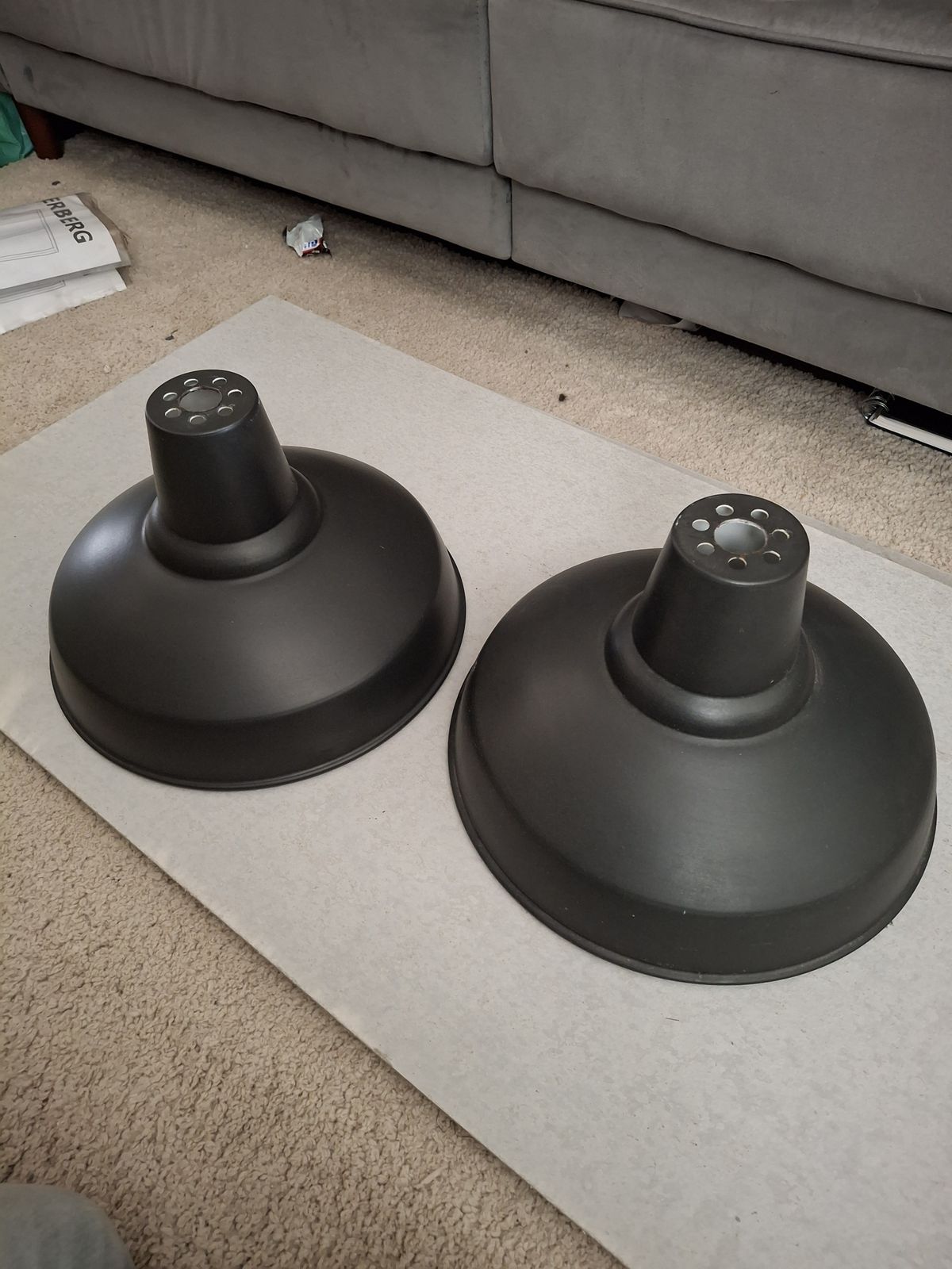 3 X Industrial 'Factorylux' Lightshades   Black photo for sale