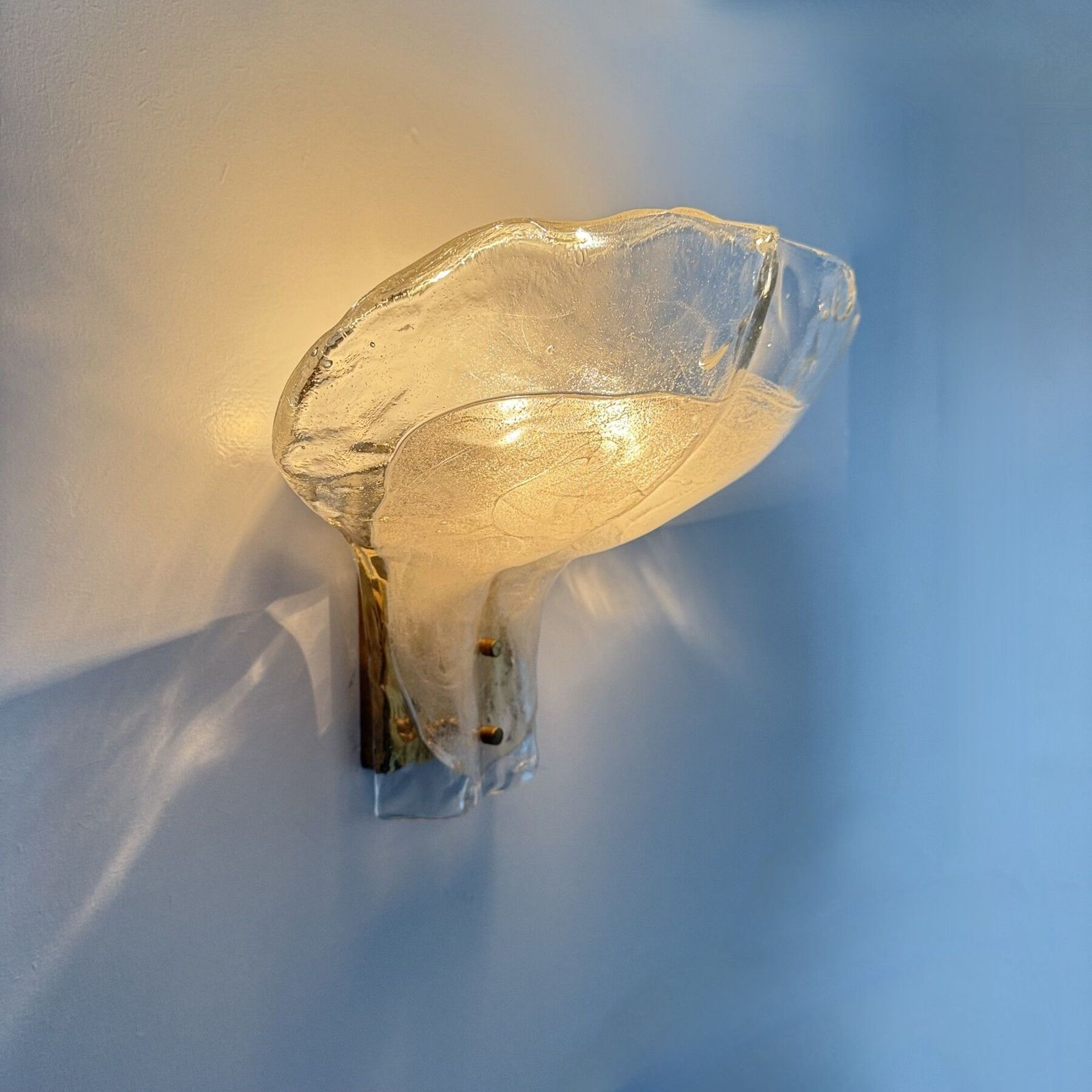Large Brass And Melting Glass Petal Sconce Attributed To J. T. Kalmar For Kalmar, Austria, 1970s photo for sale