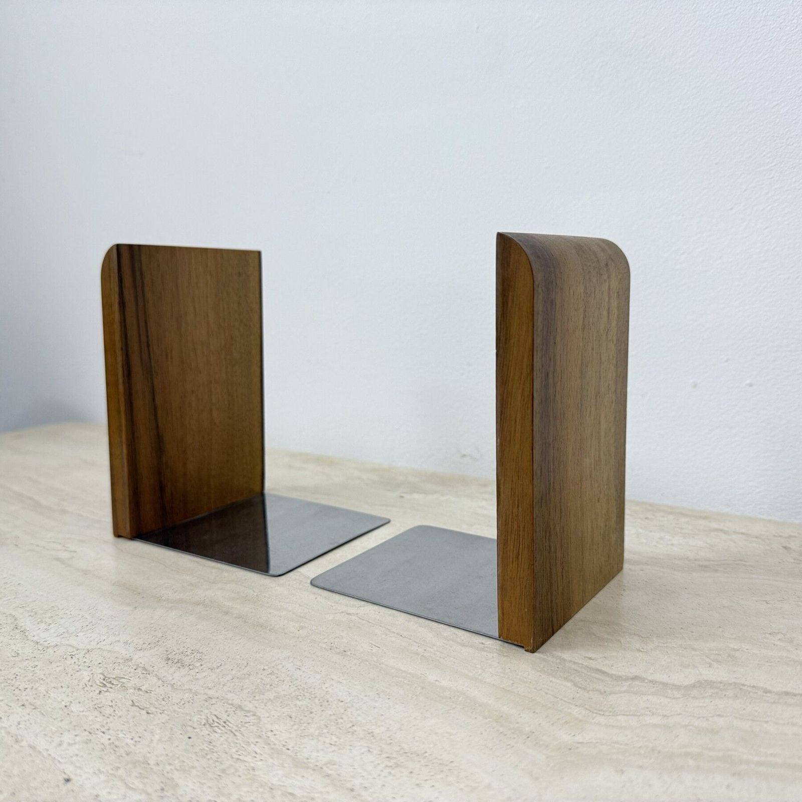 Vintage Paar Houten Boekensteun, Jaren 1970 photo for sale