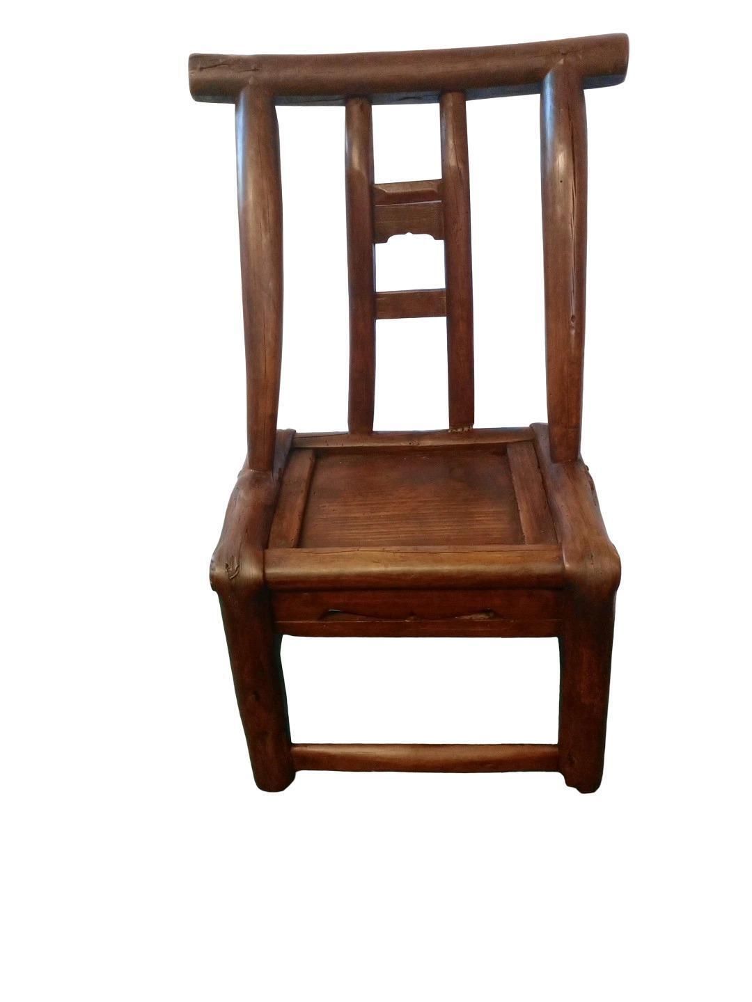 Antique Chinese Elm Wood Childs Chair Ideal As Display Piece C.1800