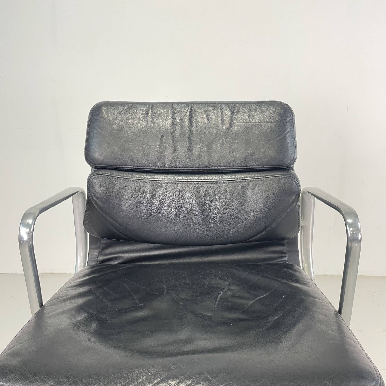 Eames Herman Miller Black Leather Soft Pad Group photo for sale