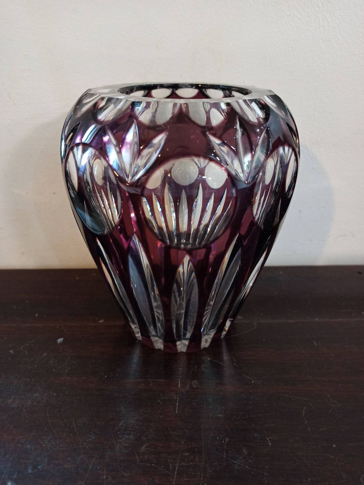 Vintage Stunning Purple Cut Crystal Vase. Nachtmann. Very Good To Excellent Condition. photo furniture