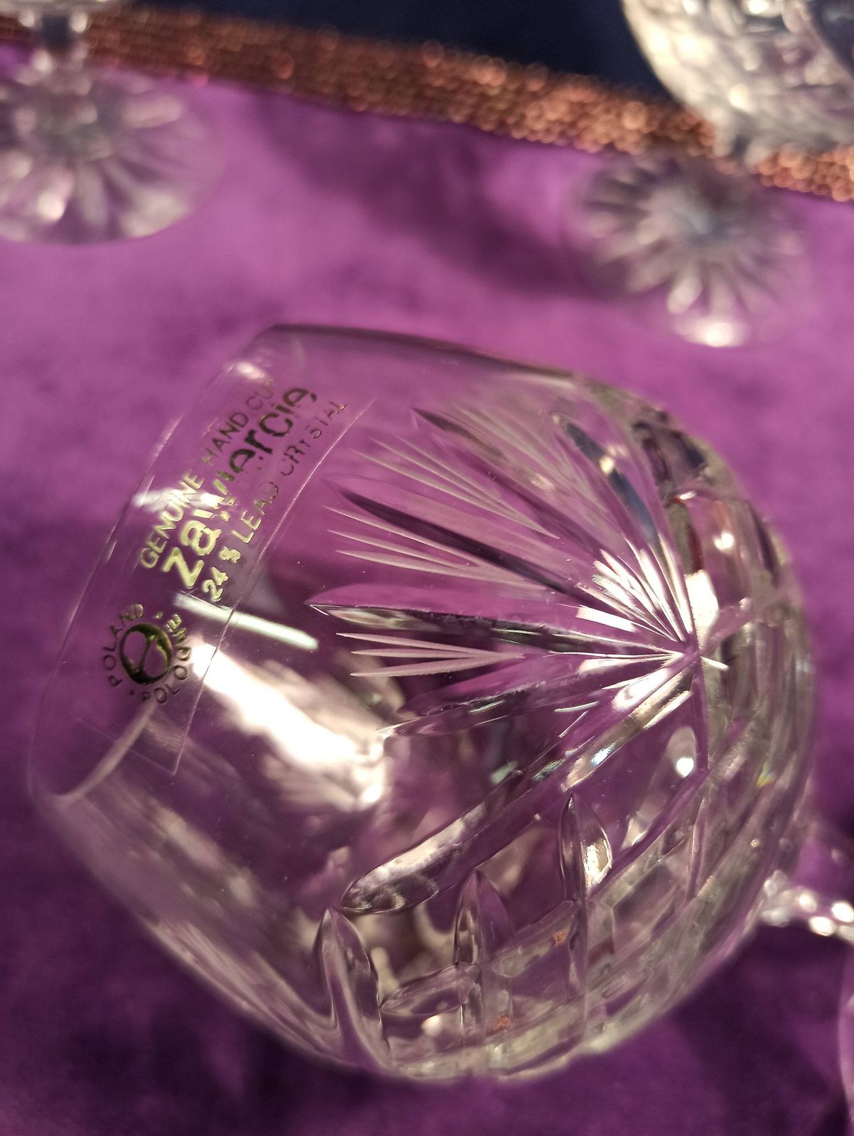 Trio Of Zawiercie Crystal Cut Brandy Glasses. Excellent Condition. photo 66.0