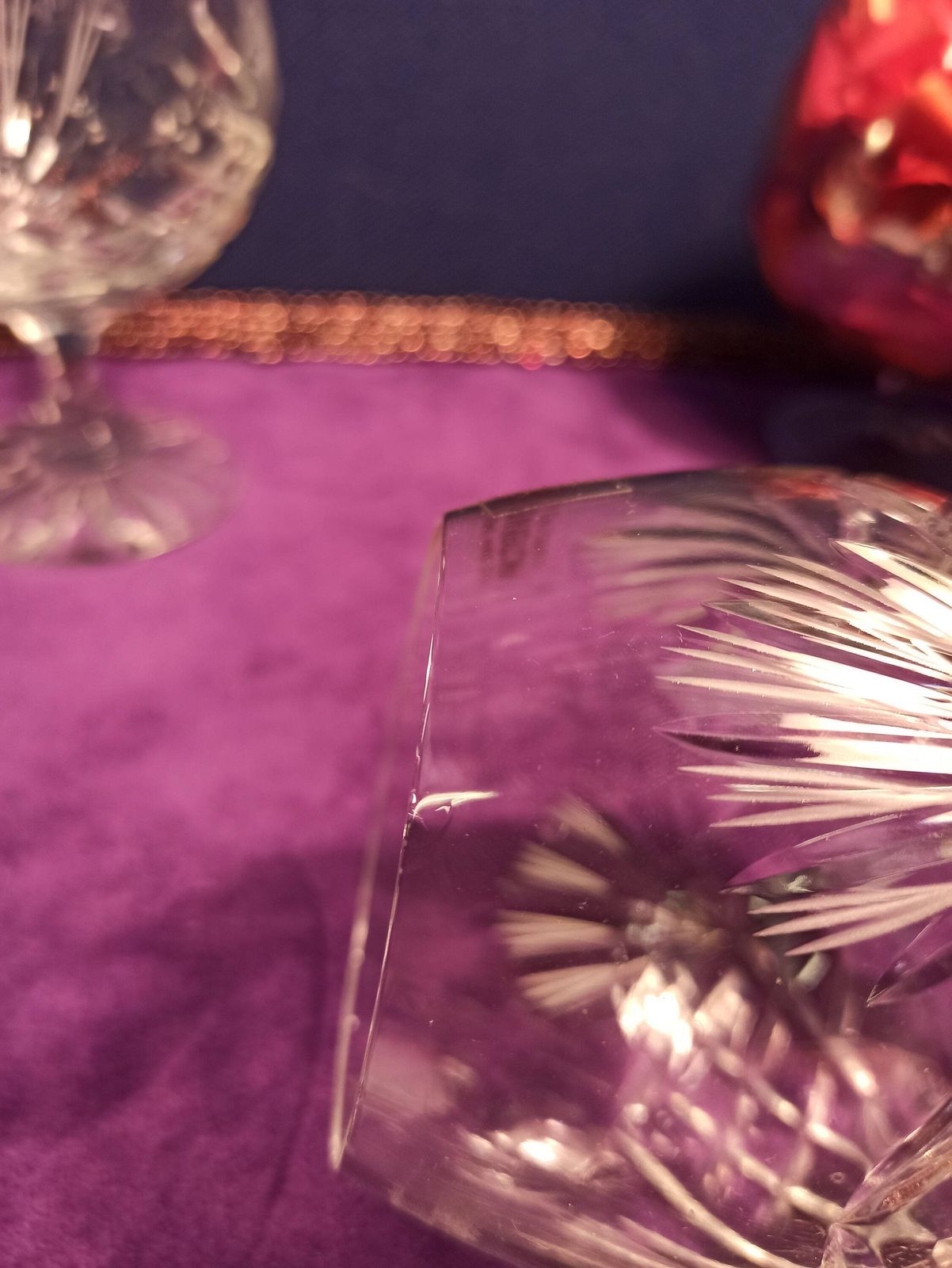 photo for sale Trio Of Zawiercie Crystal Cut Brandy Glasses. Excellent Condition.